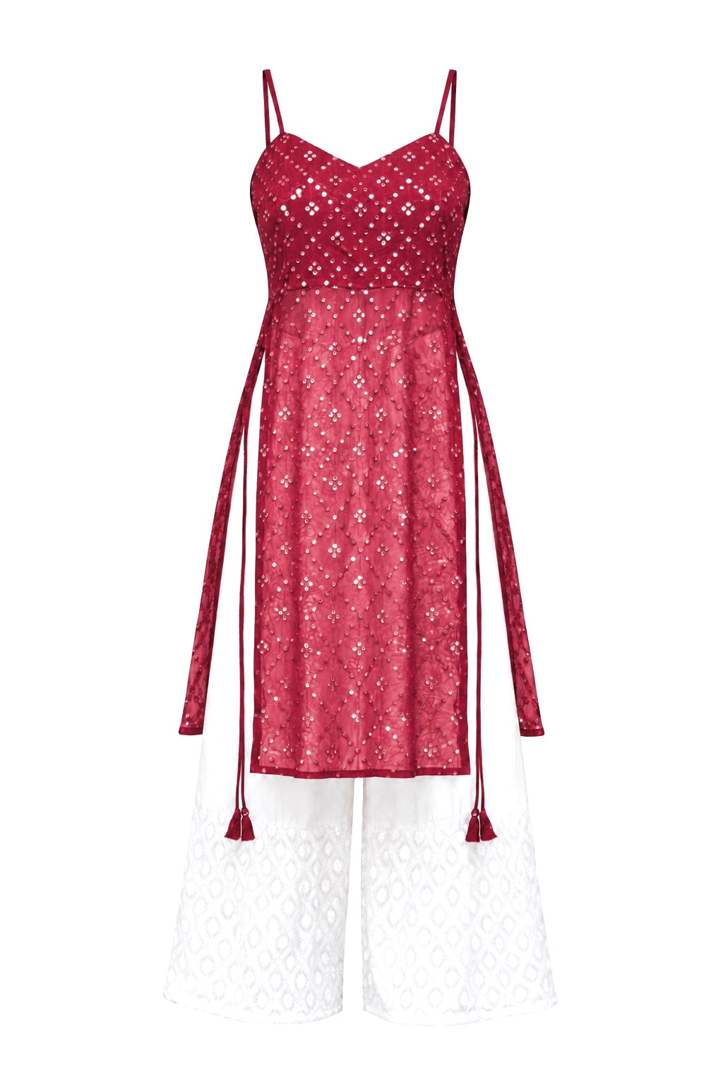 Gulnaz Maroon Hand Embellished Kurta