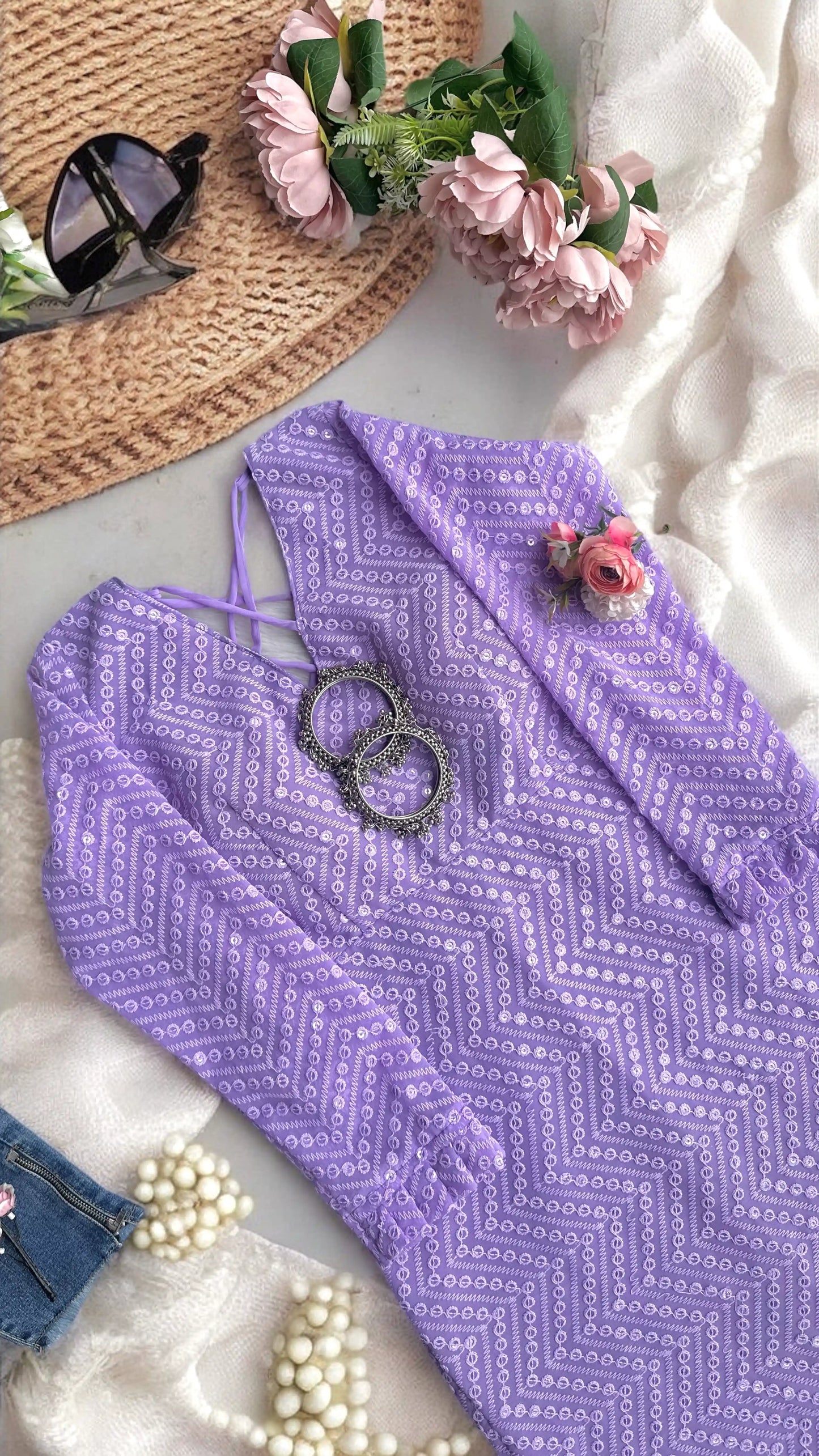 Embroidered Lilac Dori Gulnaz Kurta - Passion for Fashion by Shivani
