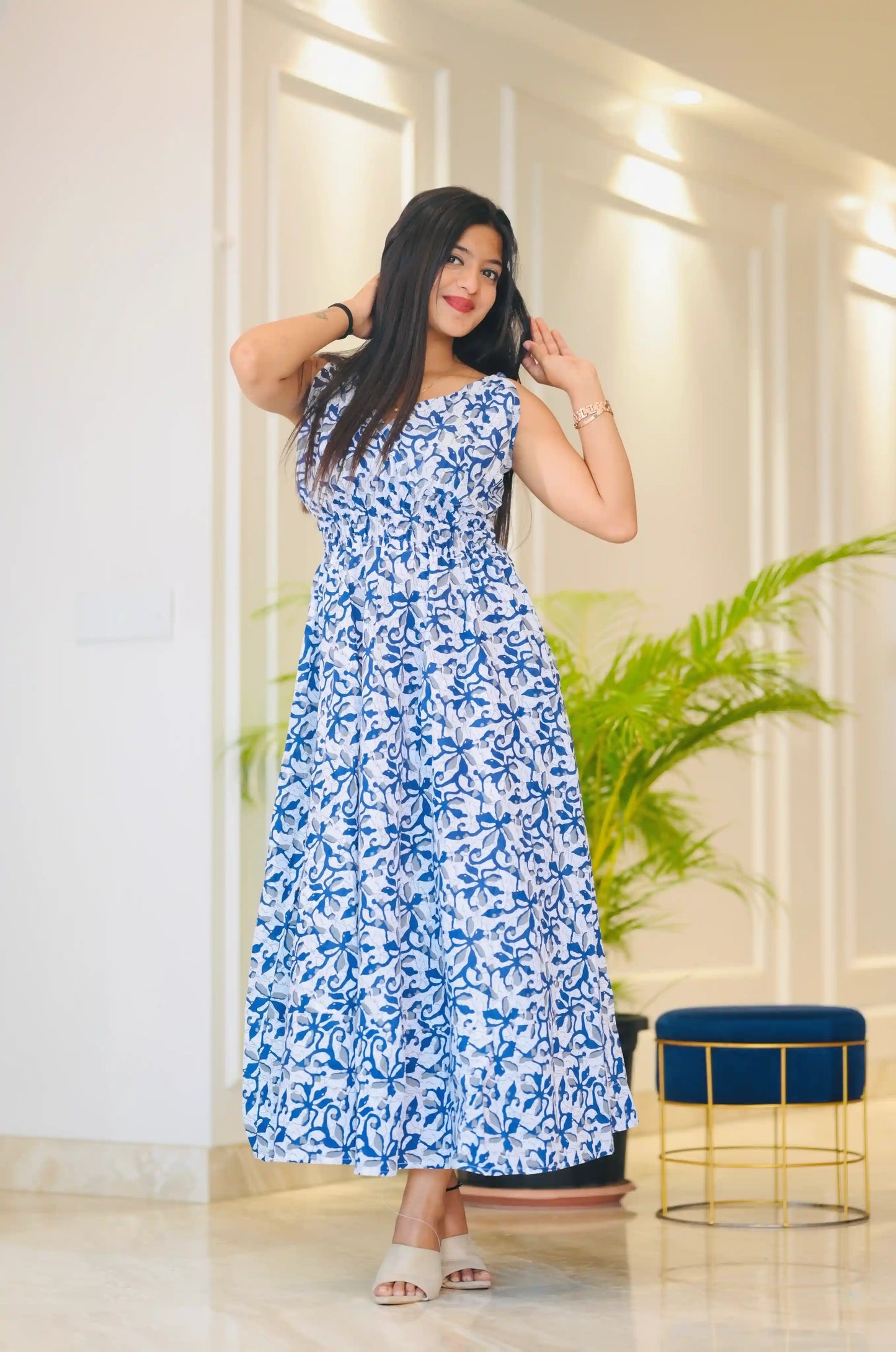 Batique Blue Smoky Twirl Dress