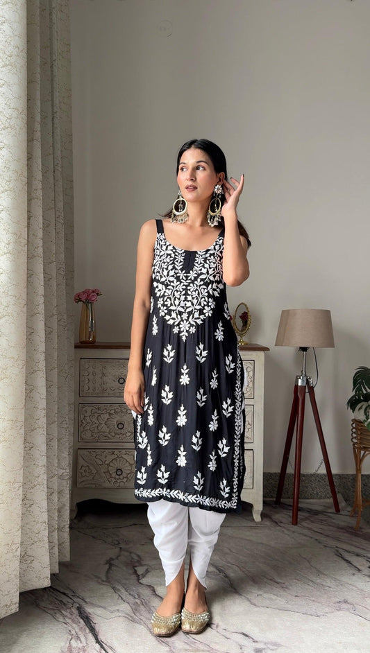 Swati's Black Aliya Noor Slit Kurta - Passion for Fashion by Shivani