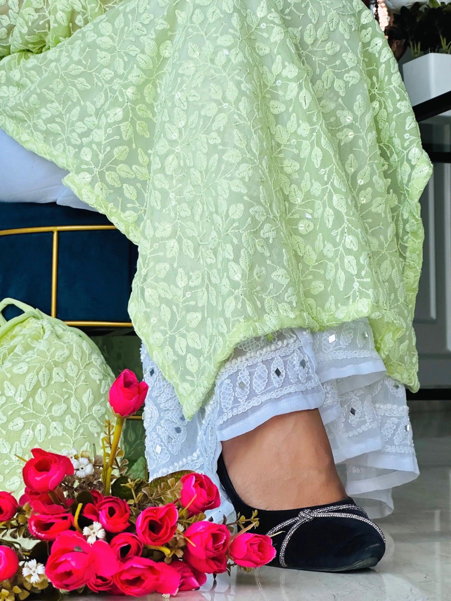Pastoral Green Leaf Gulnaz Kurta