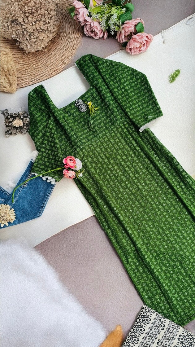 Emerald Green Gulnaz Embroidered Kurta