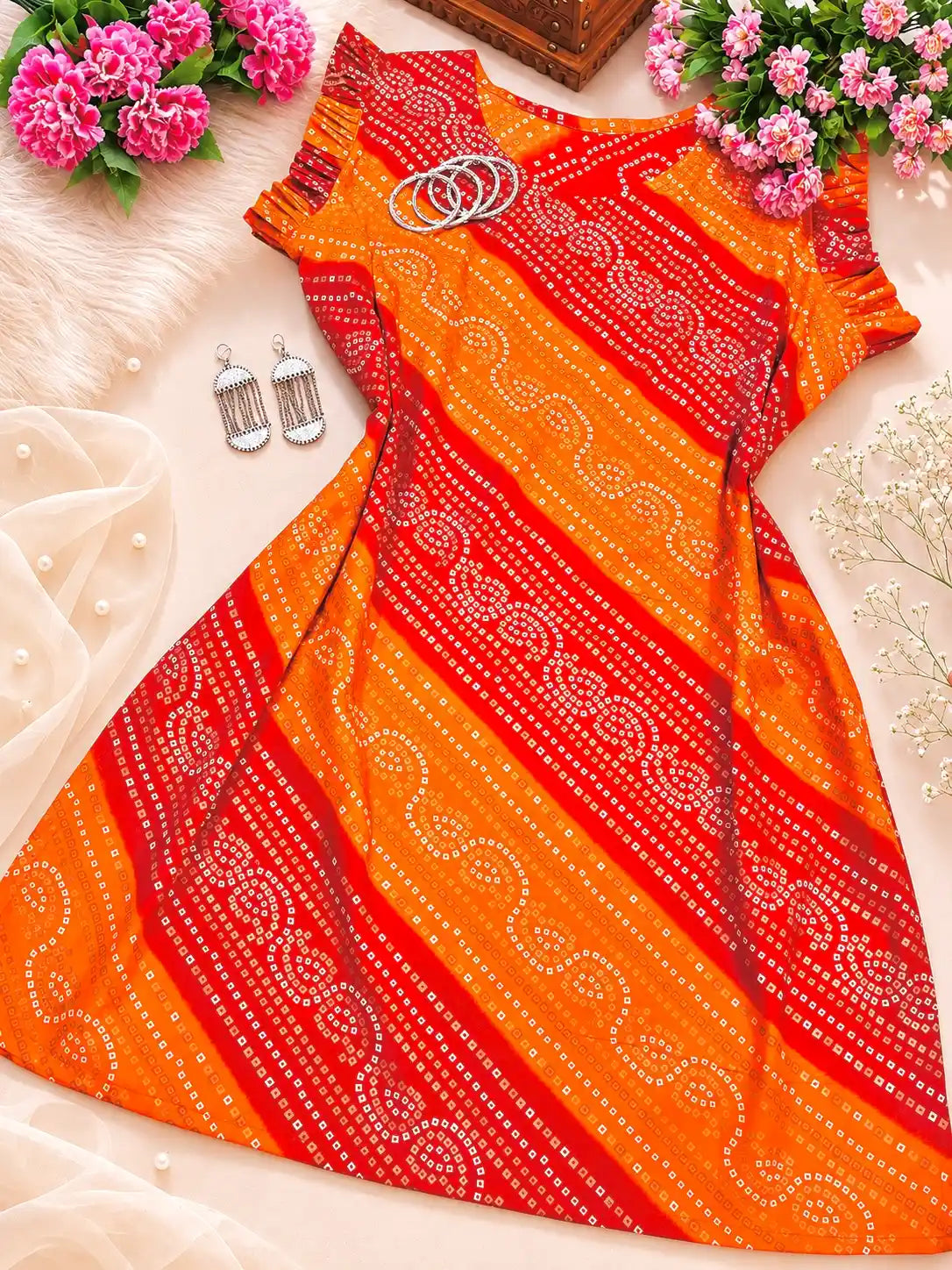 Jaipuri Bandhej Mul Kurta
