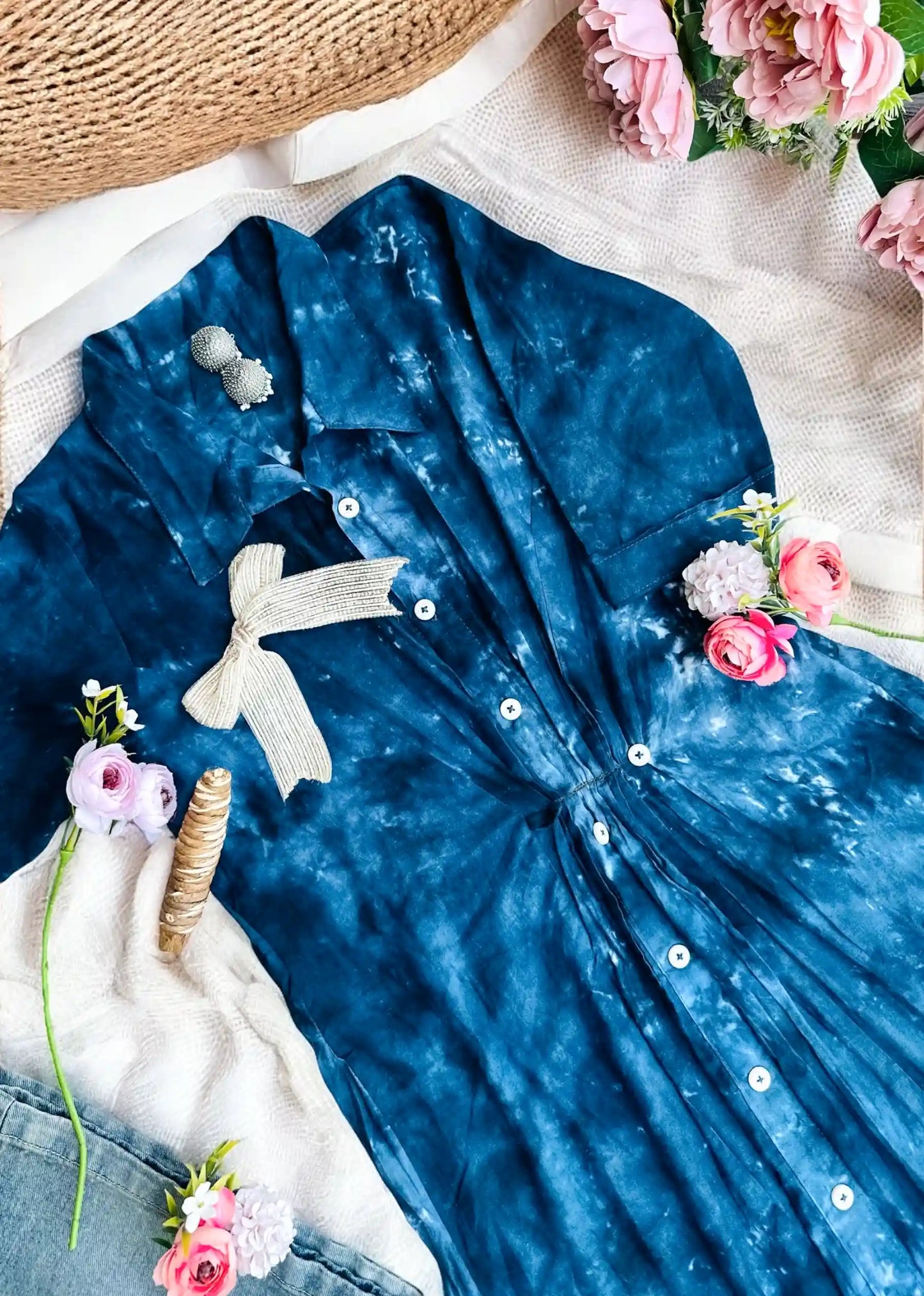 Indigo Blue Collar Dress - Passion for Fashion by Shivani