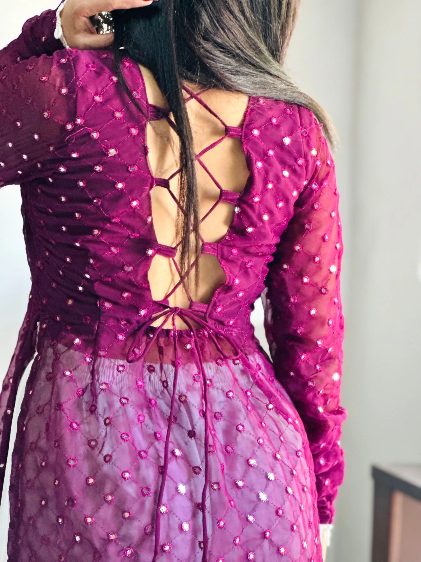 Vintage Wine Gulnaz Embroidered Kurta