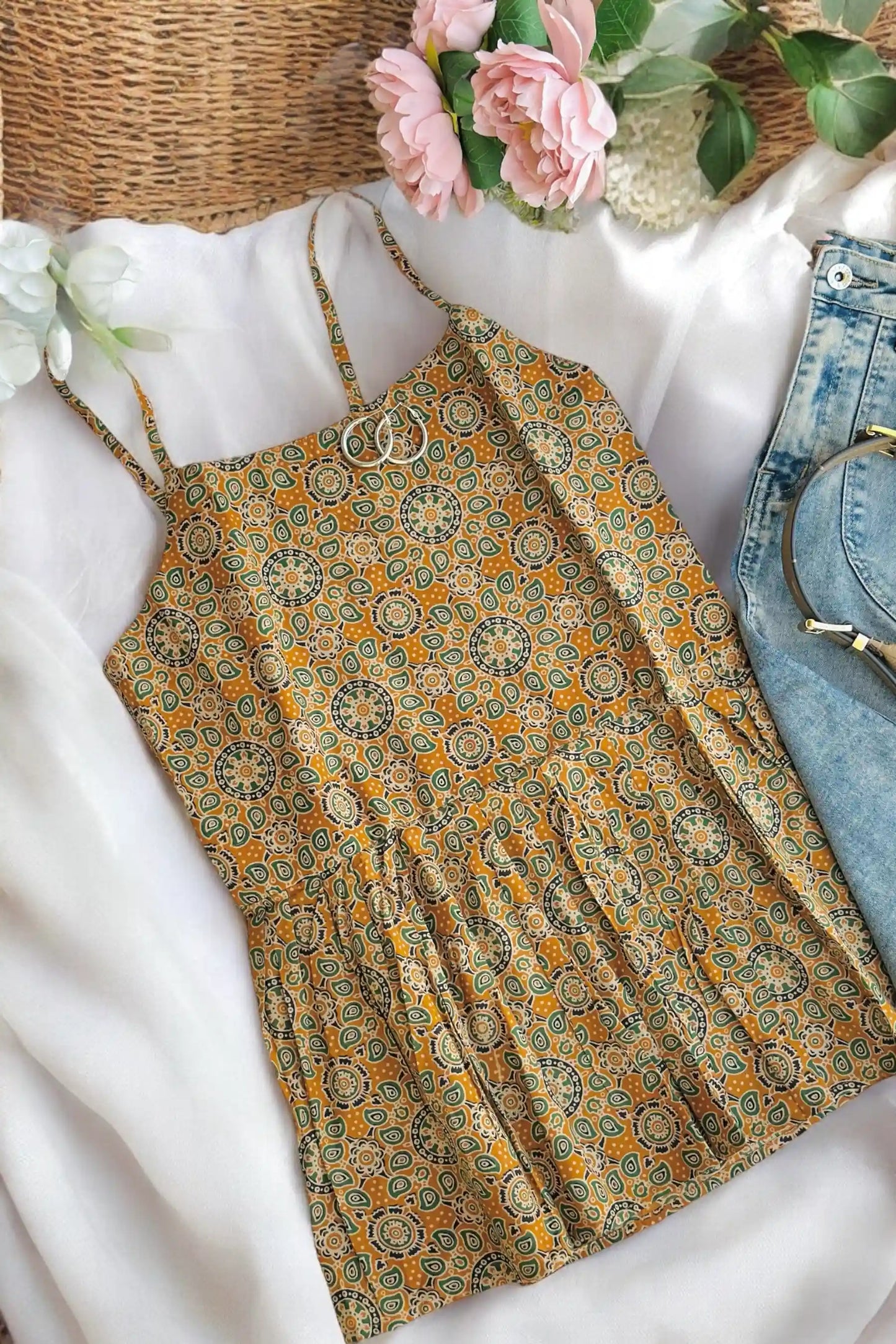 Soft Cotton Mustard Peplum Top