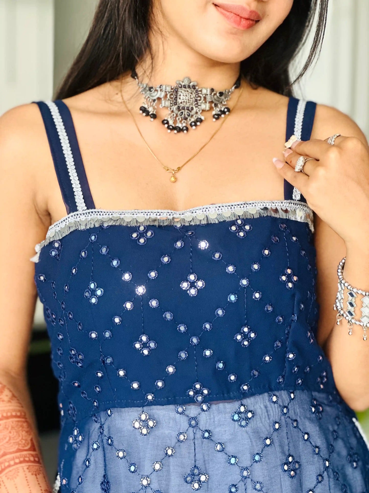Blink Blue Embroidered Gulnaz Kurta