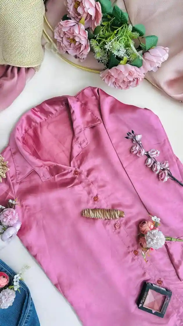 Blush Pink Satin Shirt