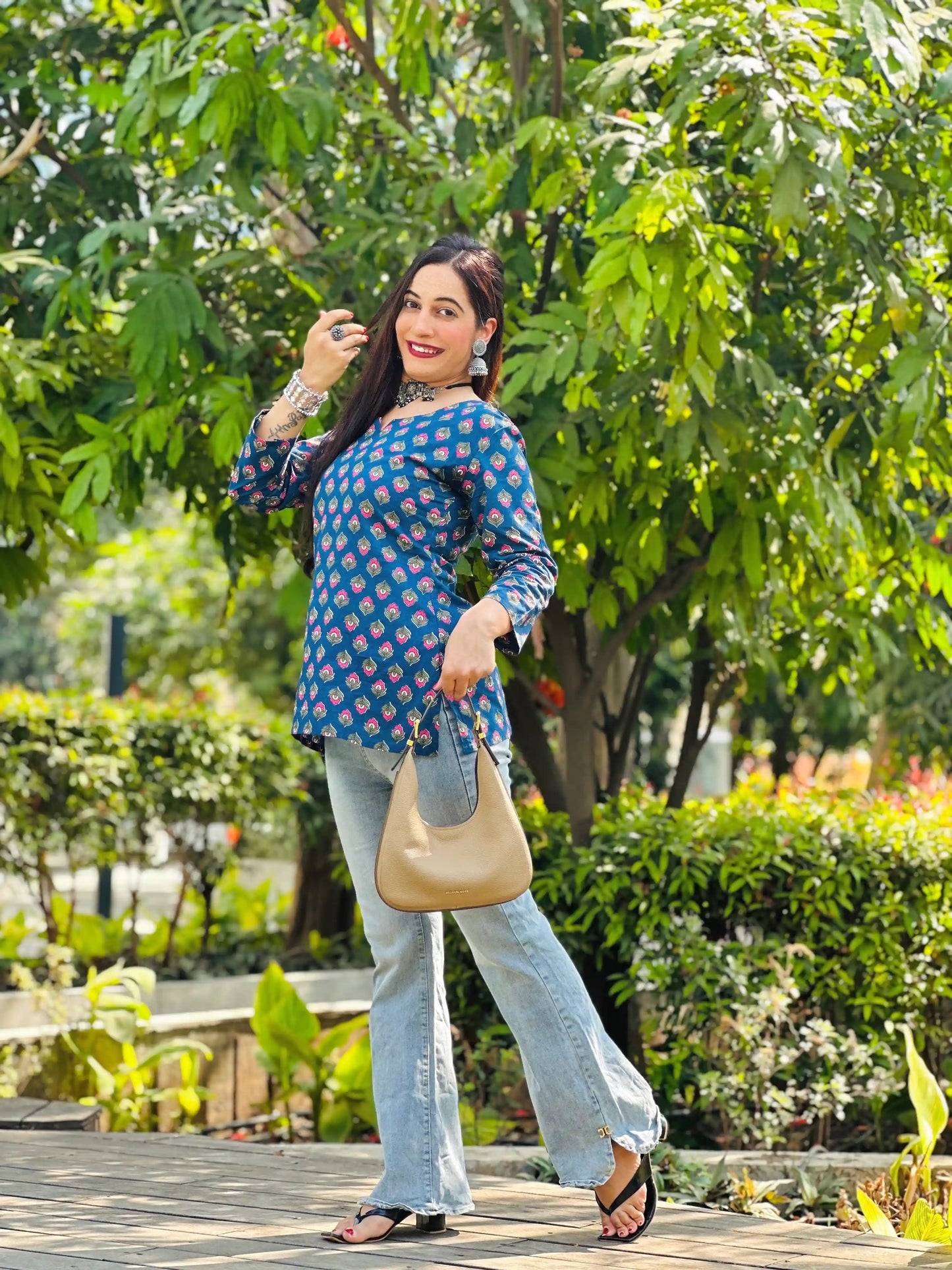 Gulabi Blue Hand Printed Kurta