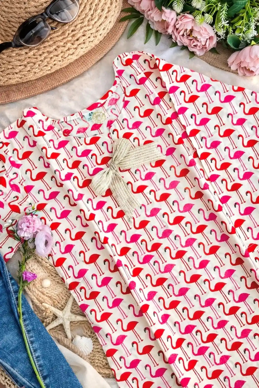 Pink Flamingo Budget Short Kurta