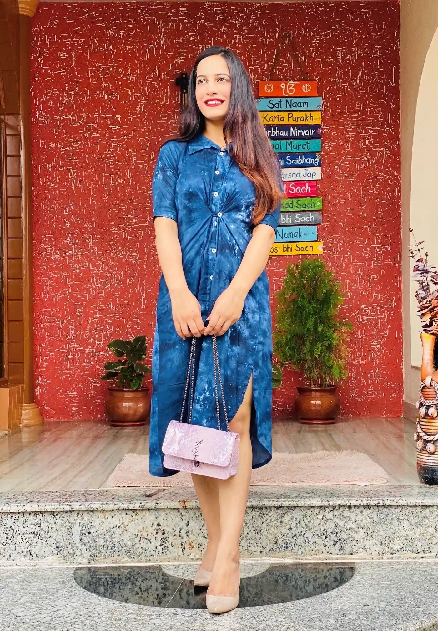 Indigo Blue Collar Dress - Passion for Fashion by Shivani