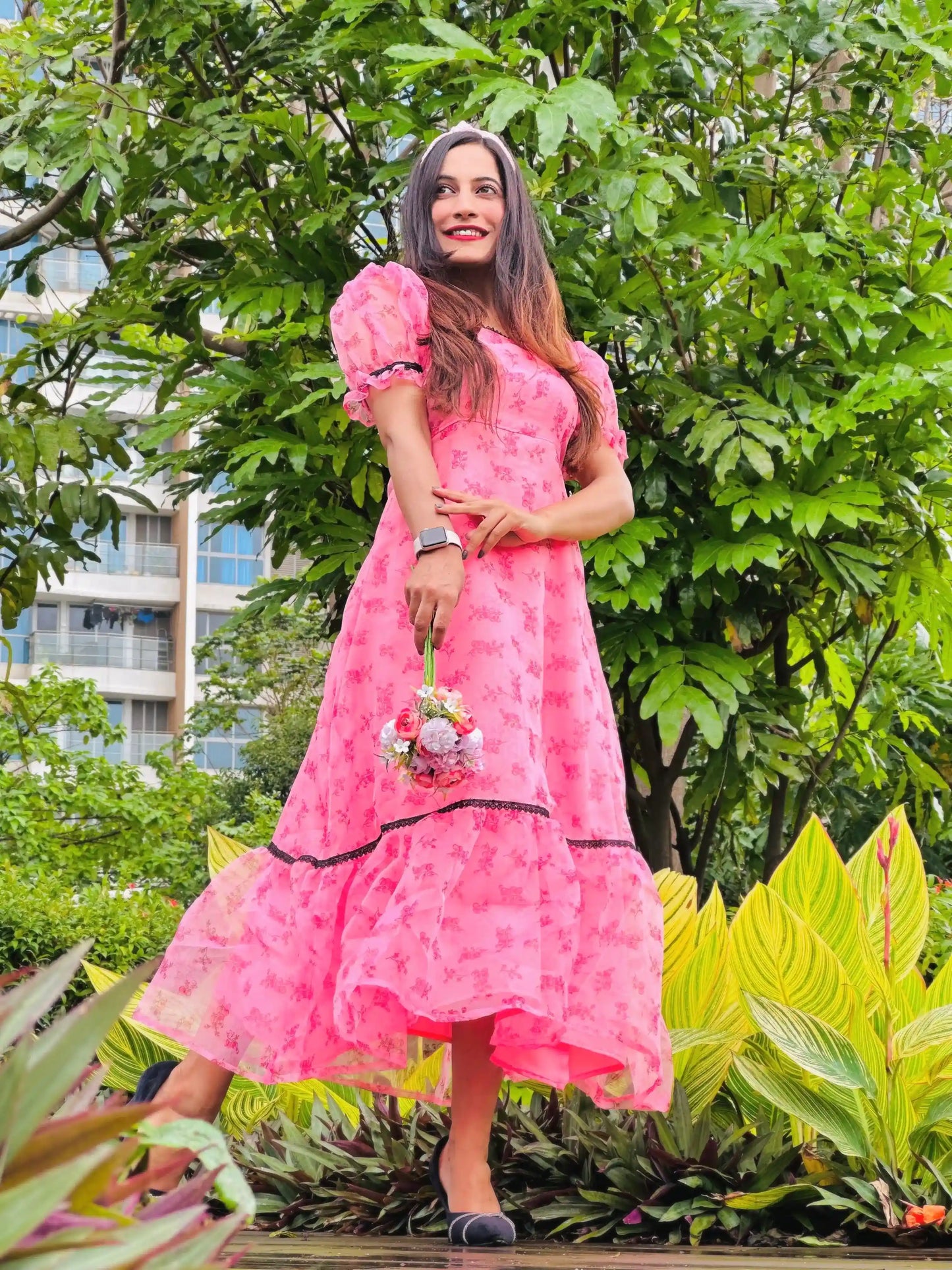 Puffy Pink Organza Twirl Dress