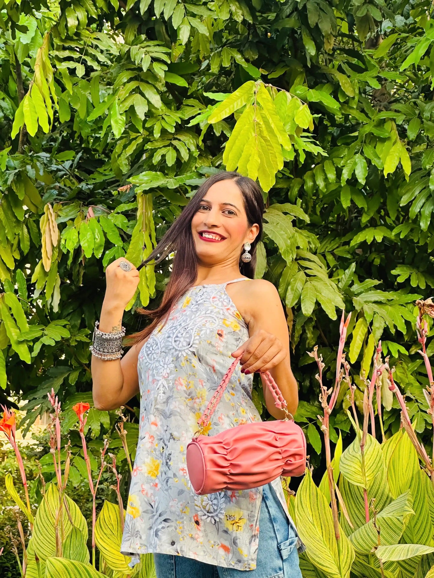 Colorbliss Grey Naaz Chikan Short Kurta
