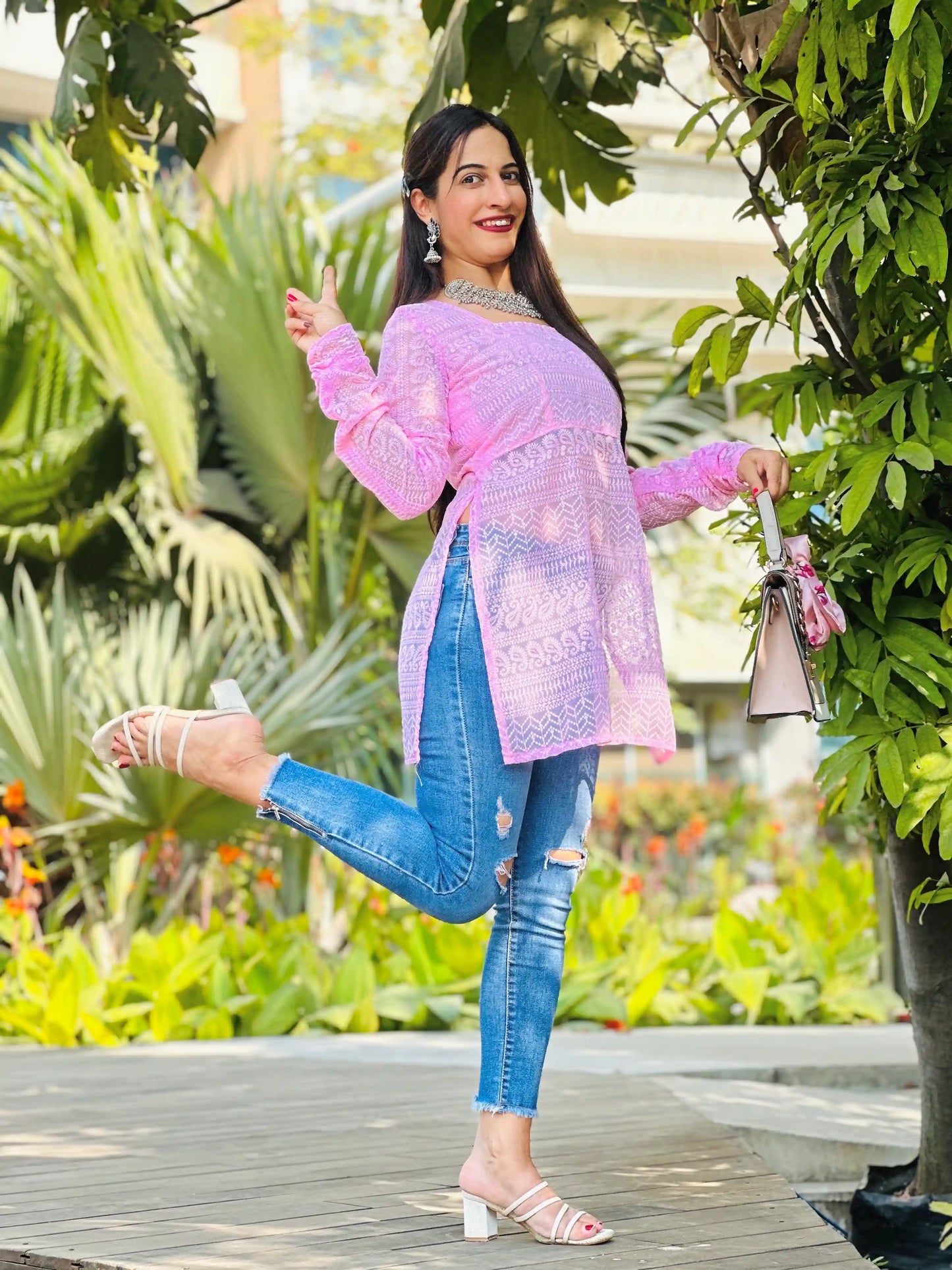 Blossom Pink Short Gulnaz Kurta
