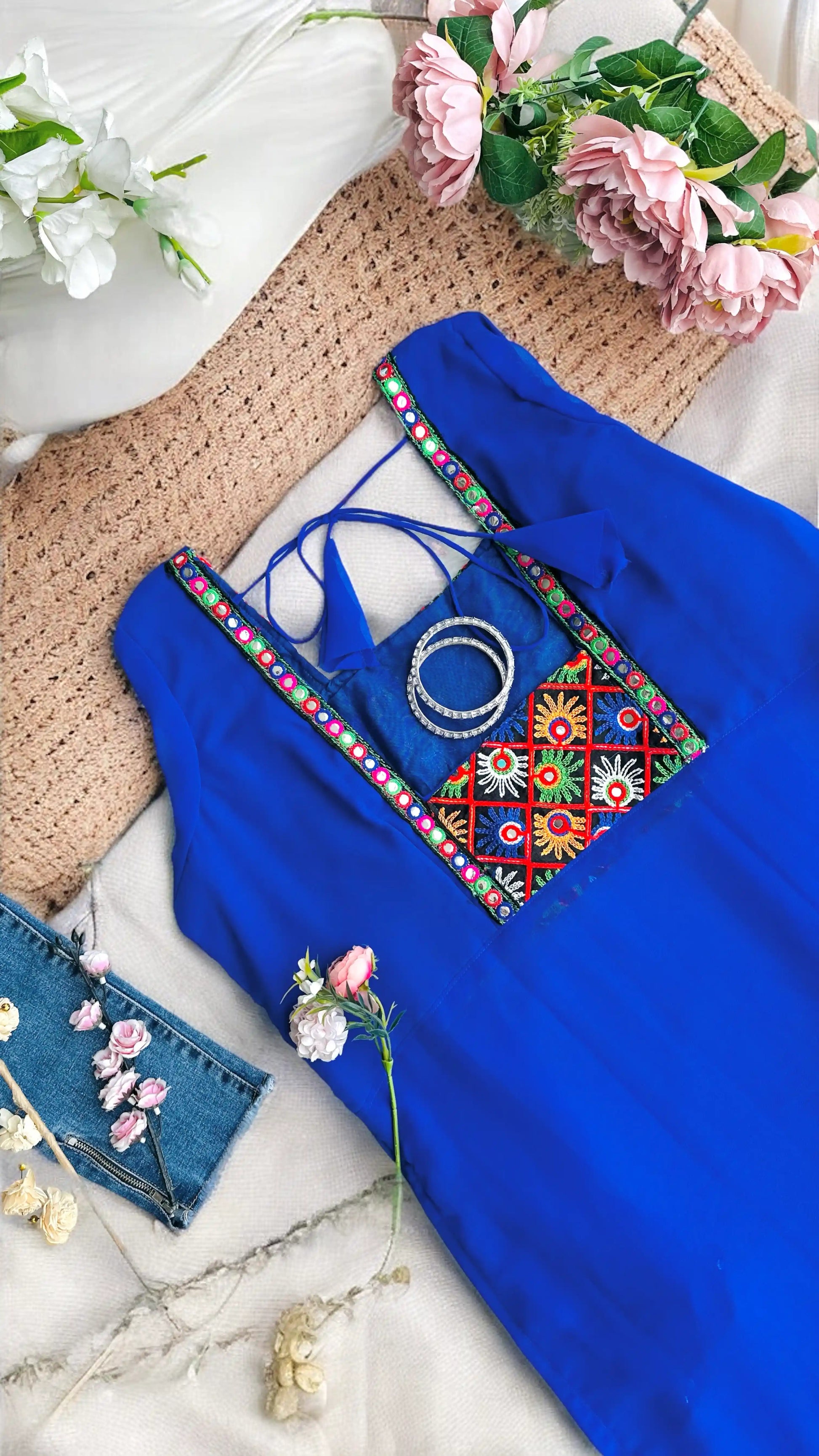 Hot Blue Gulnaz Embroidered Kurta - Passion for Fashion by Shivani
