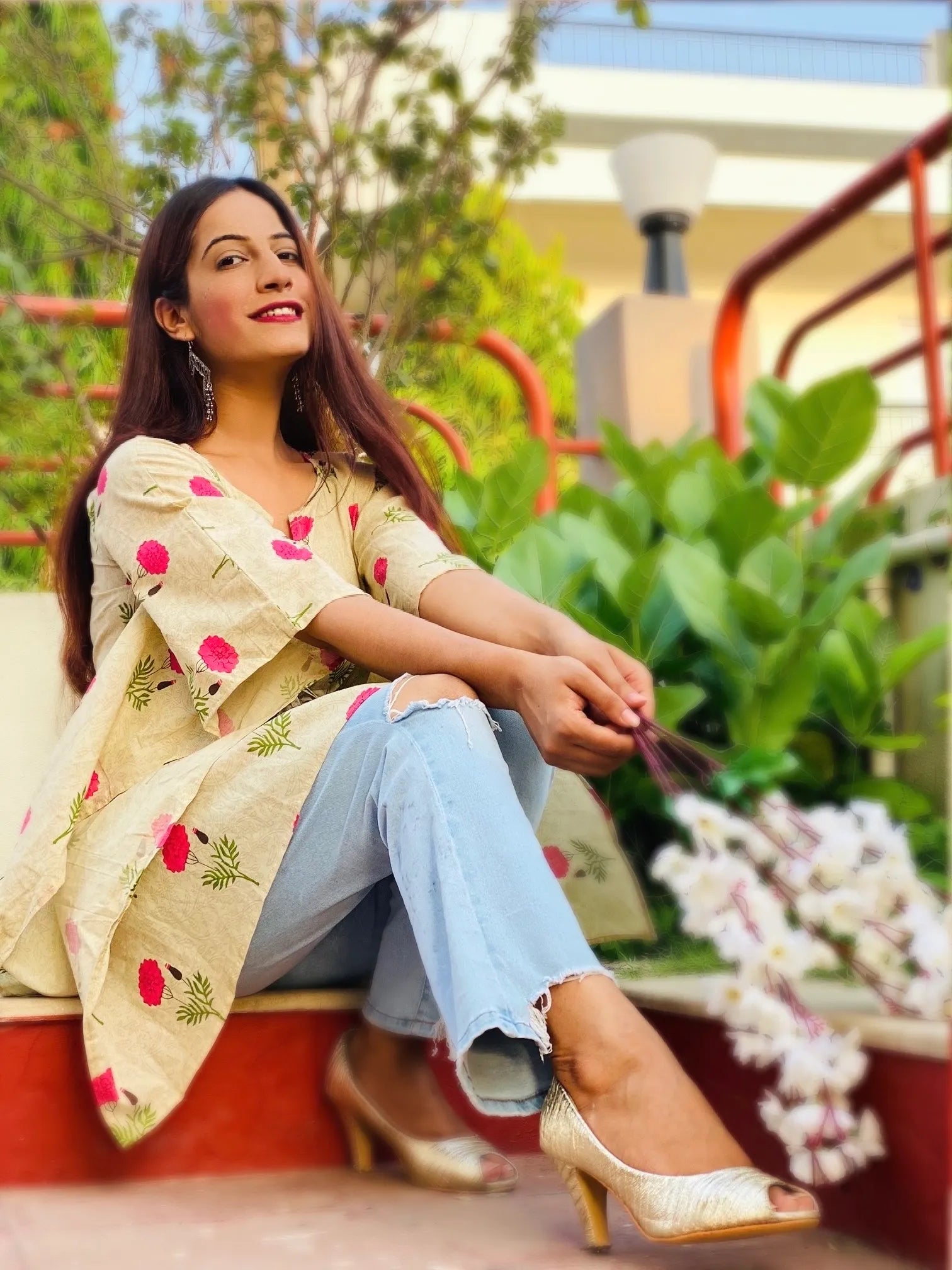 Gorgeous Pink Flower Kaftan Top - Passion for Fashion by Shivani