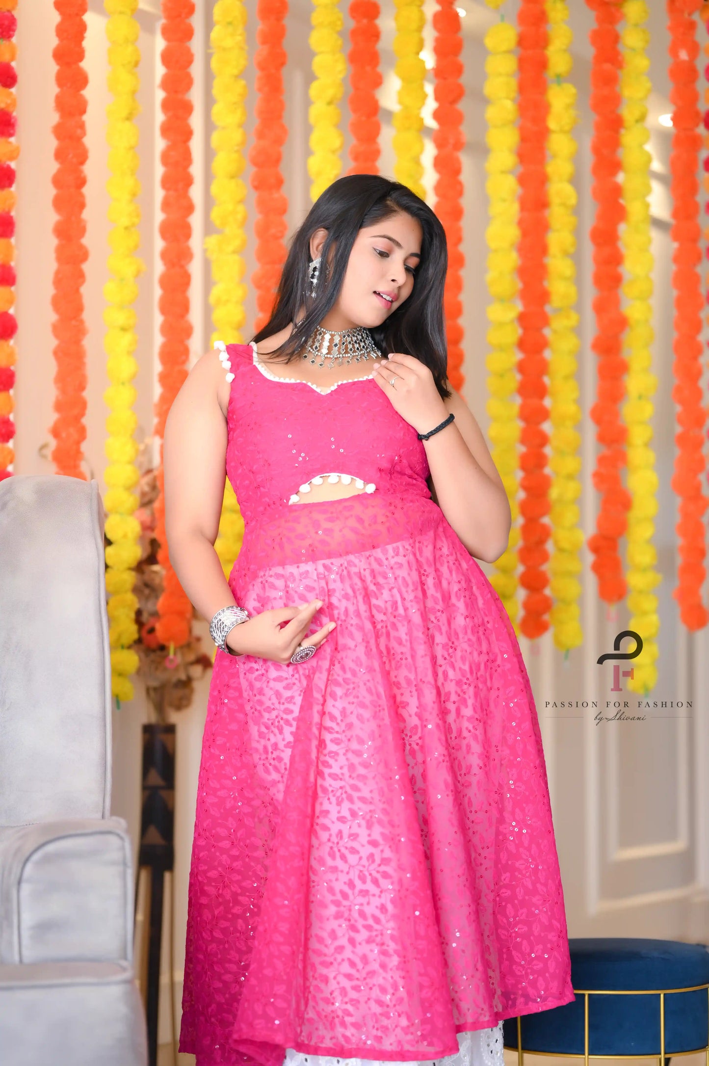 Blush Pink Embroidered Gulnaz Anarkali - Passion for Fashion by Shivani