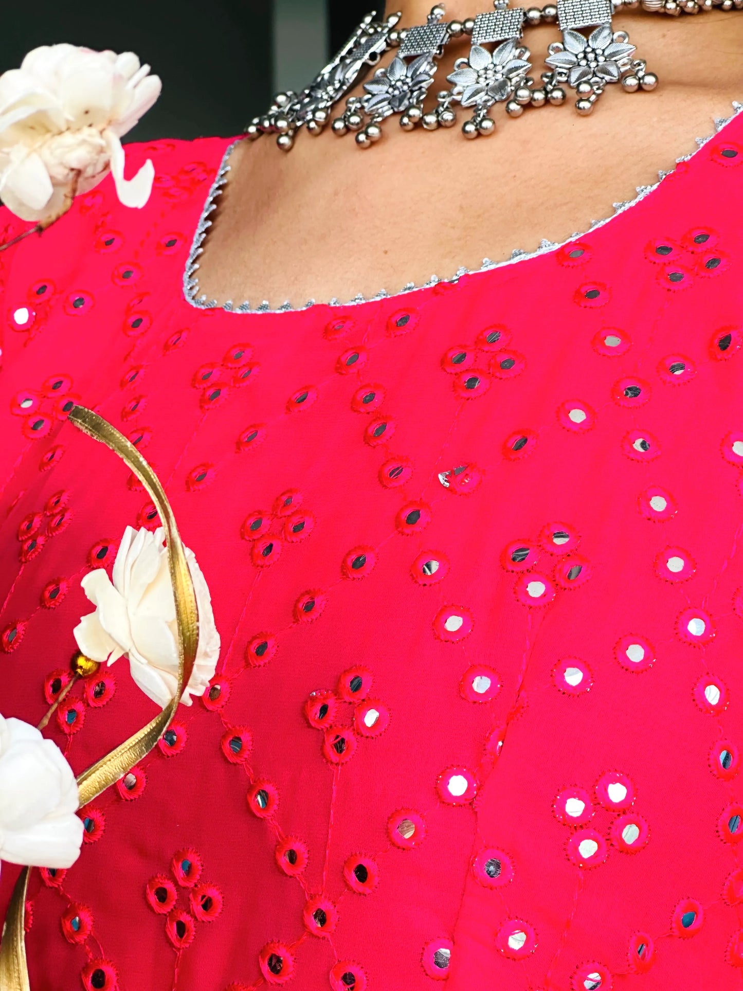 Fuchsia Pink Mirror Gulnaz Kurta