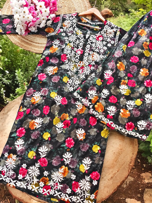 Classic Black Nazakat Chikan Noor Set - Passion for Fashion by Shivani