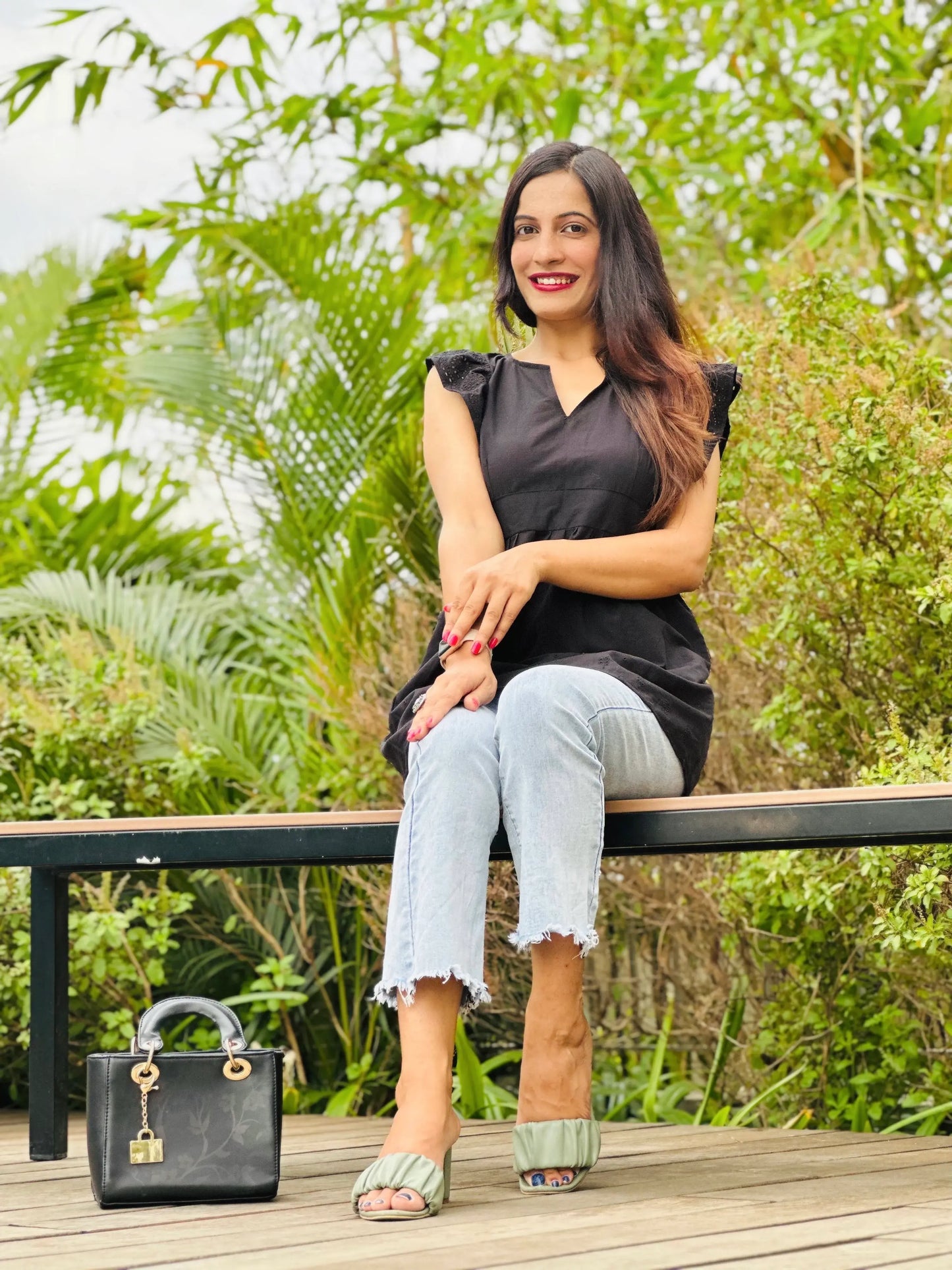 Starry Black Hacoba Short Kurta