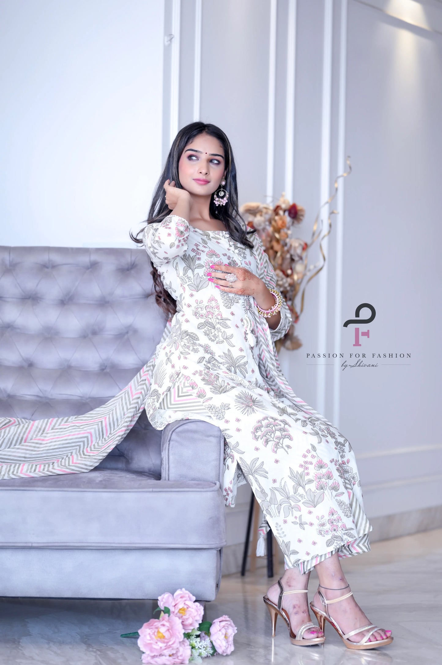 Creamy White Embroidered Meher Suit Set