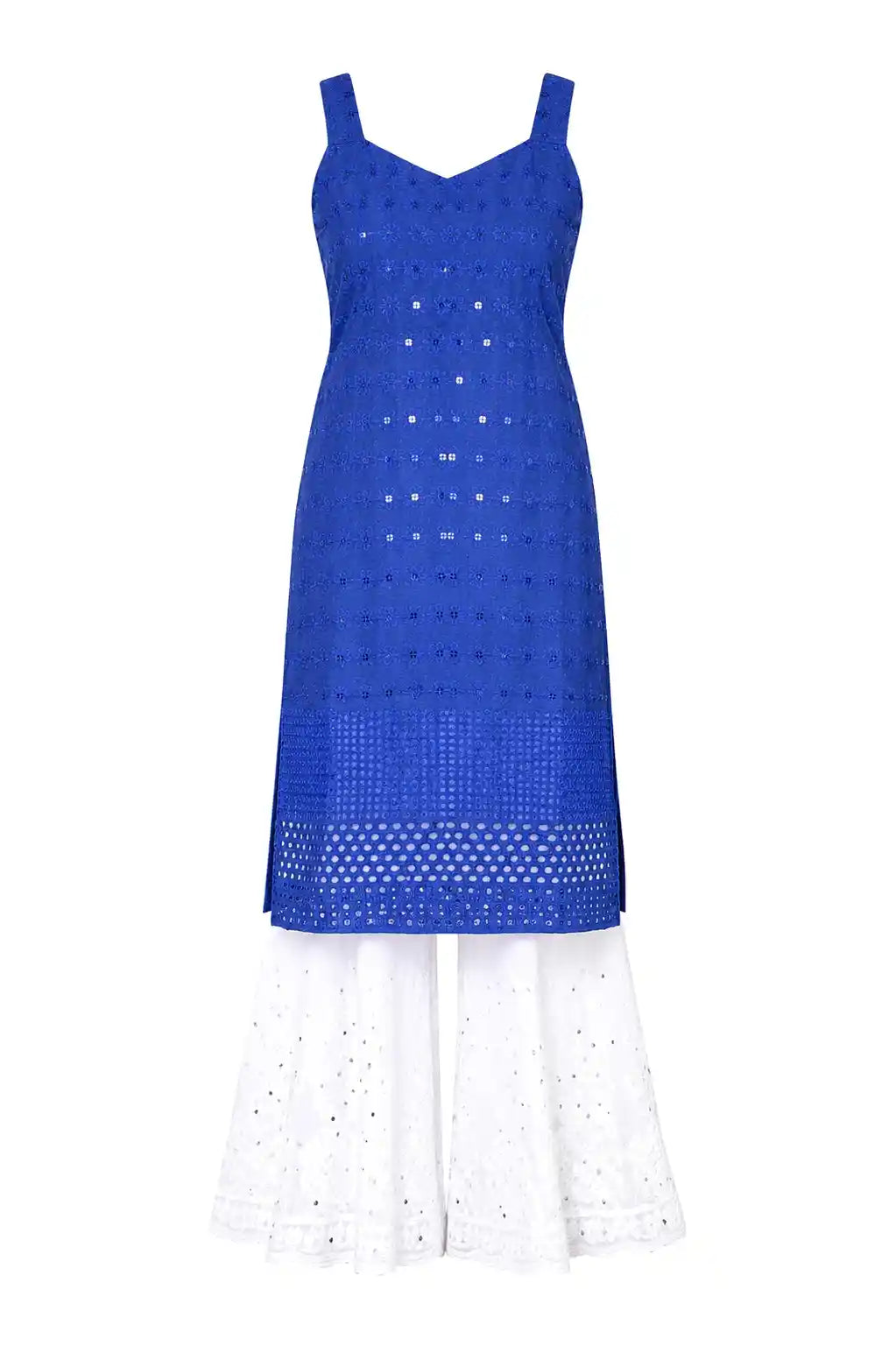 Rosy Blue Gulnaz Embroidered Kurta
