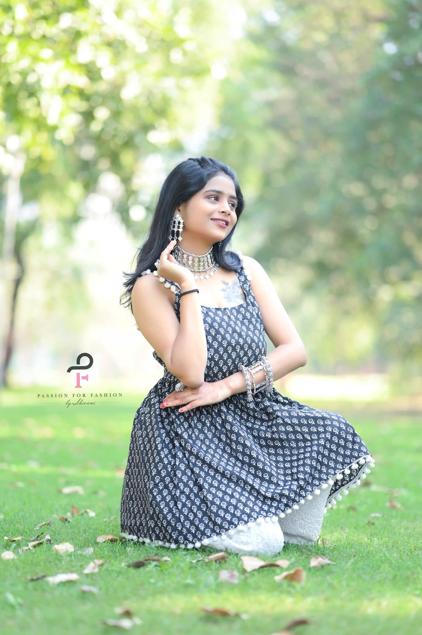 Block Black Hand Printed Peplum
