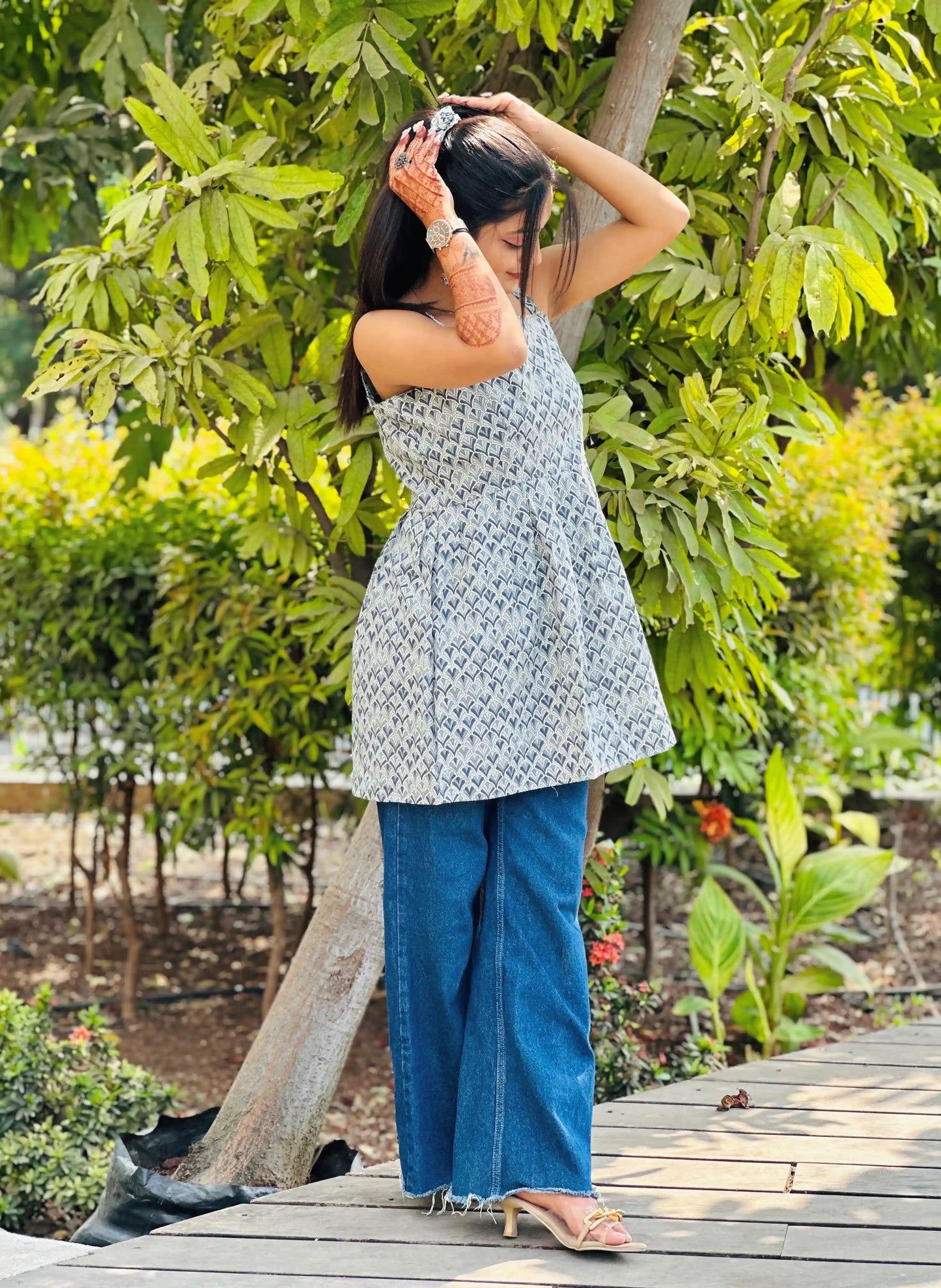 Blush Grey Jaipuri Short Top