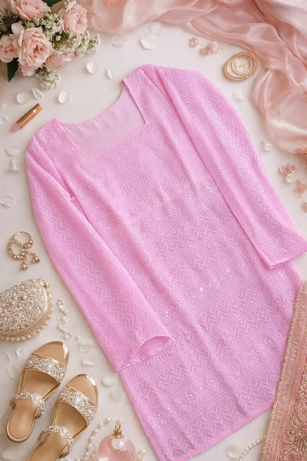 Blossom Pink Short Gulnaz Kurta