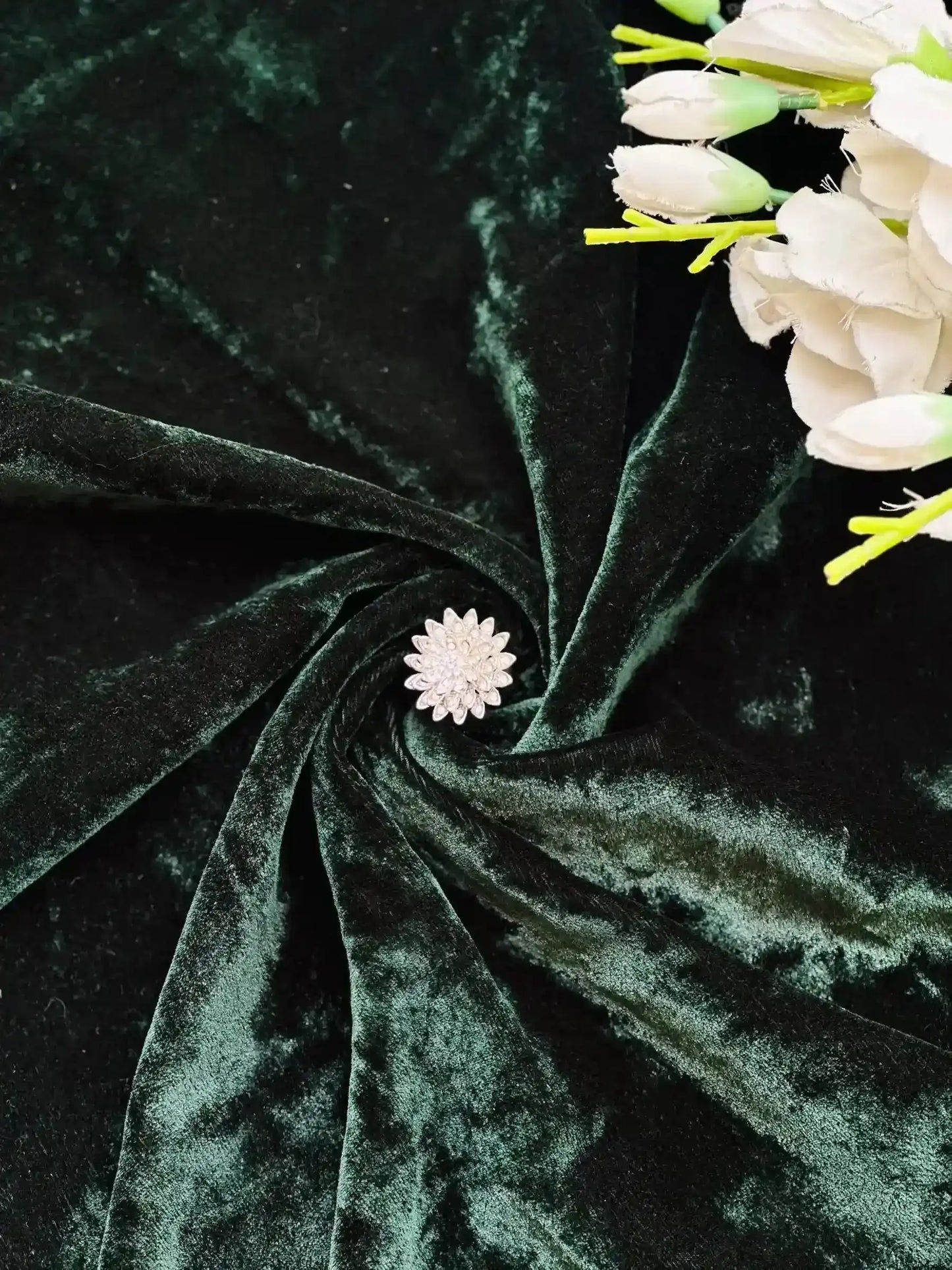 Solid Green Velvet Fabric Cut - Passion for Fashion by Shivani