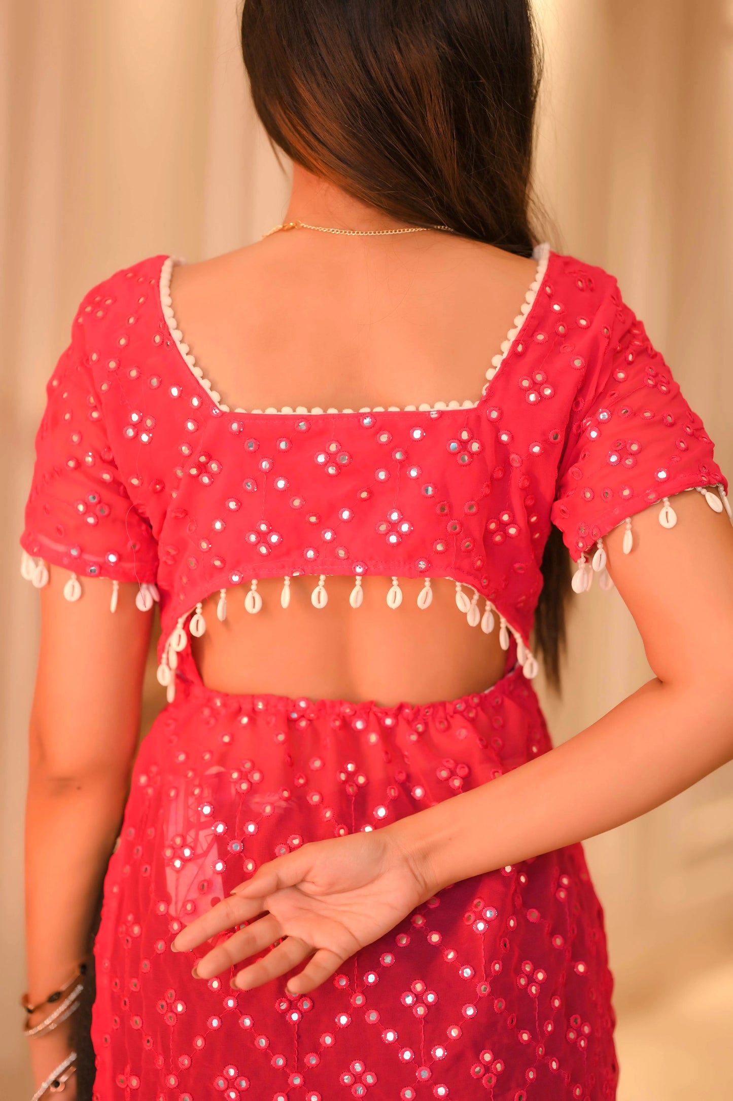Swati's Hot Pink Embroidered Denim Gulnaz Kurta
