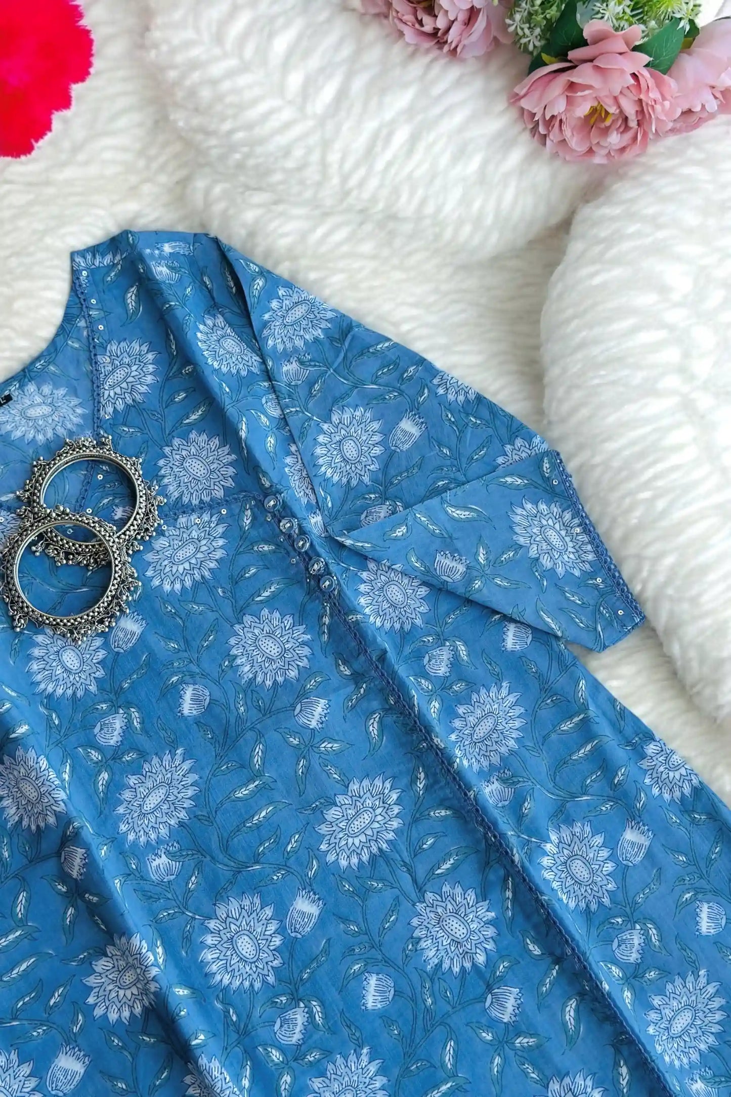 Grey Kalamkari Mul Budget Kurta