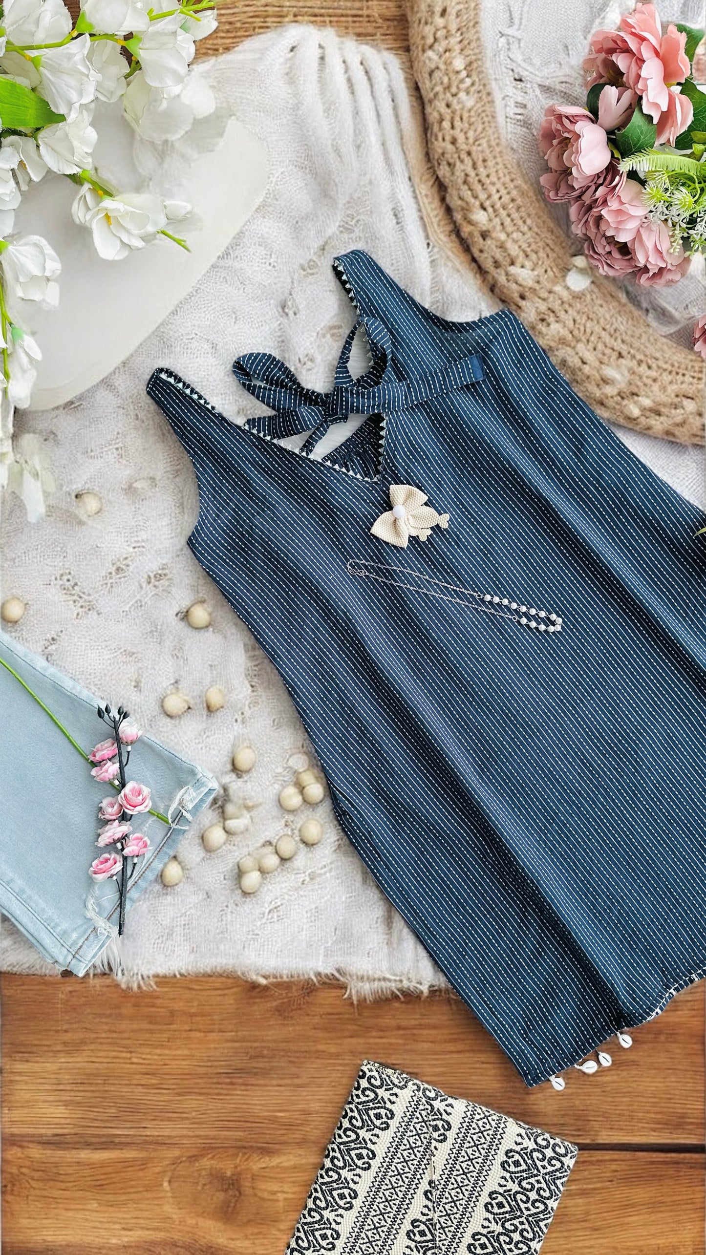 Midnight Stripes Short Kurta