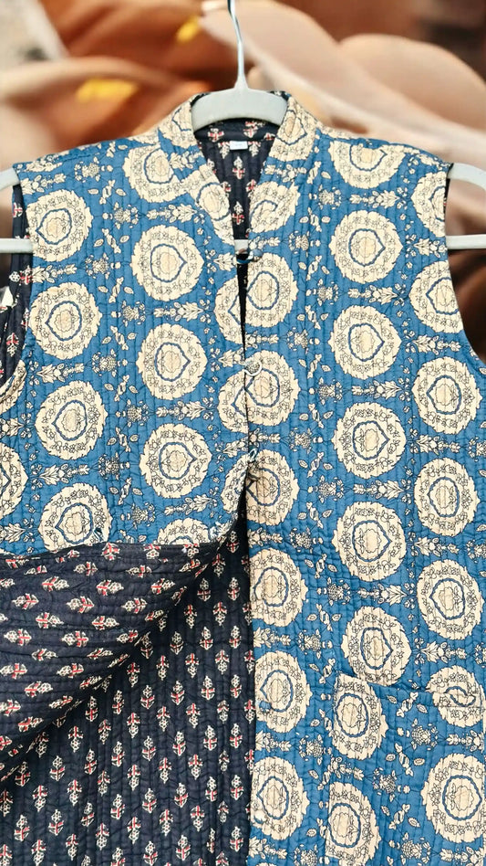Kalamkari Blue Jaipuri Jacket - Passion for Fashion by Shivani