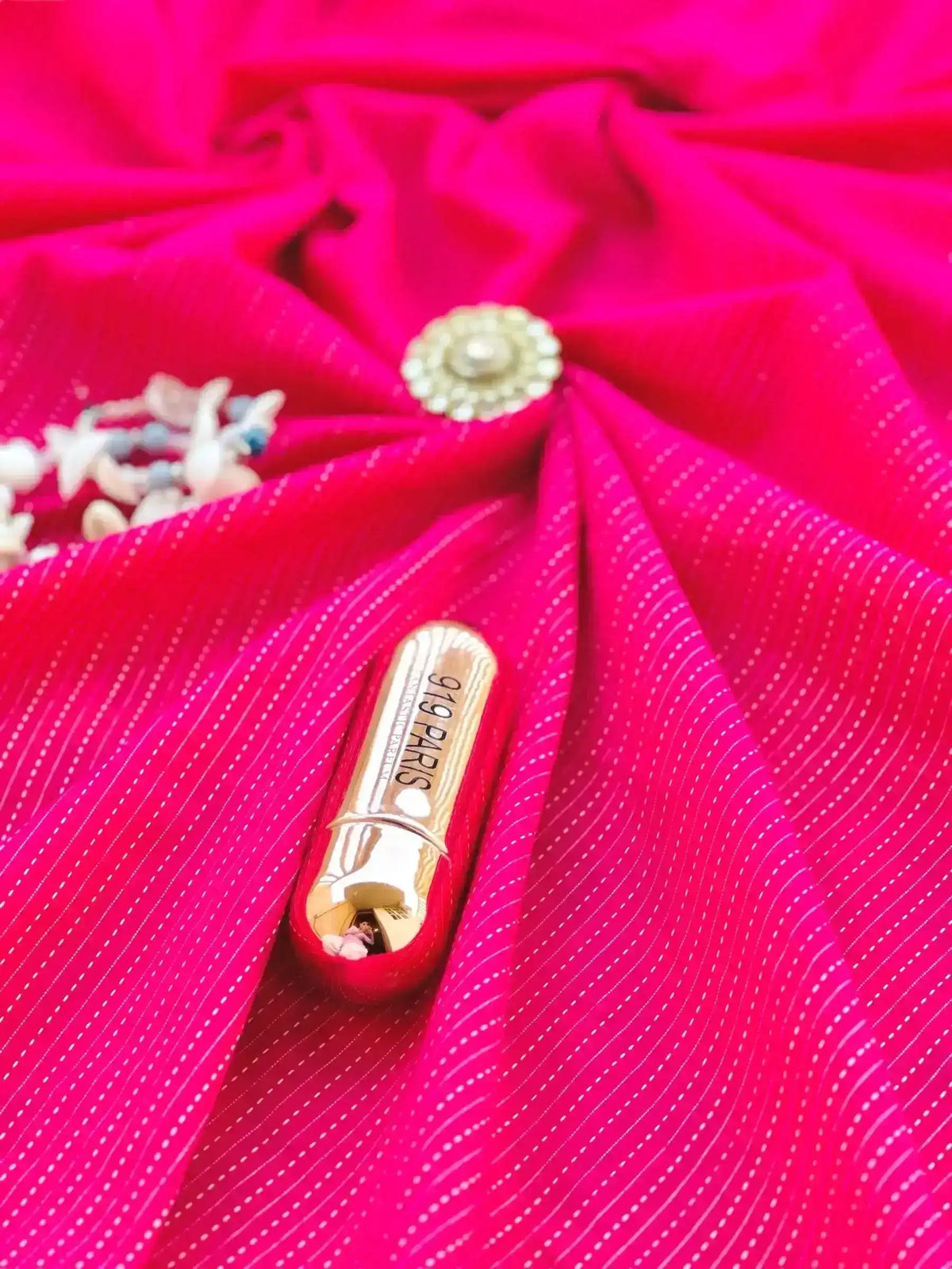 Dreamy Pink Handprinted MulMul Fabric Cut - Passion for Fashion by Shivani