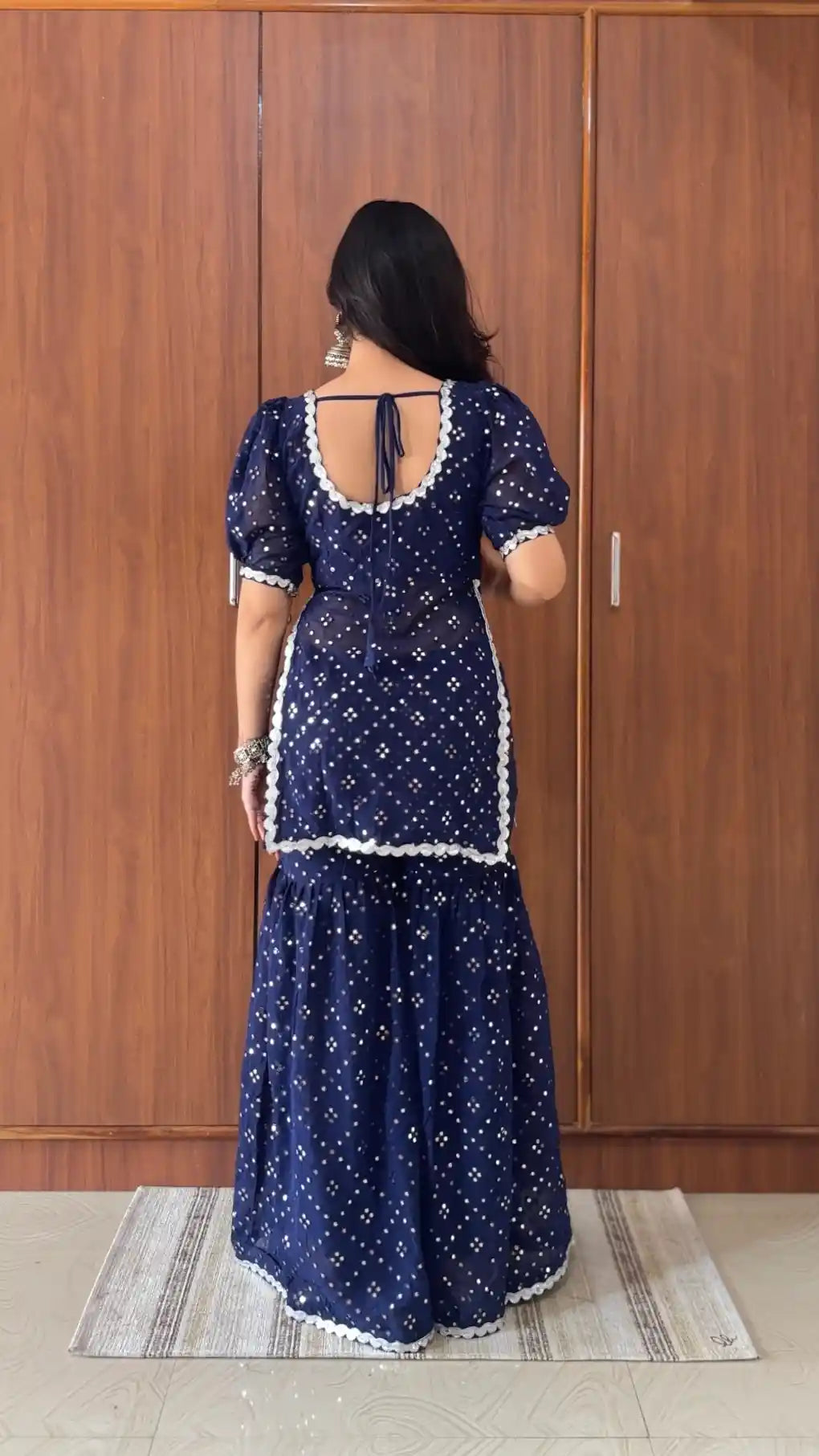 Sparkling Blue Mirror Sharara Gulnaz Set