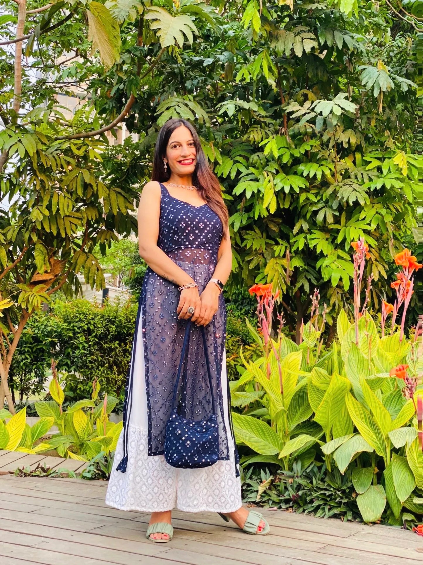 Orient Blue Mirror Gulnaz Kurta
