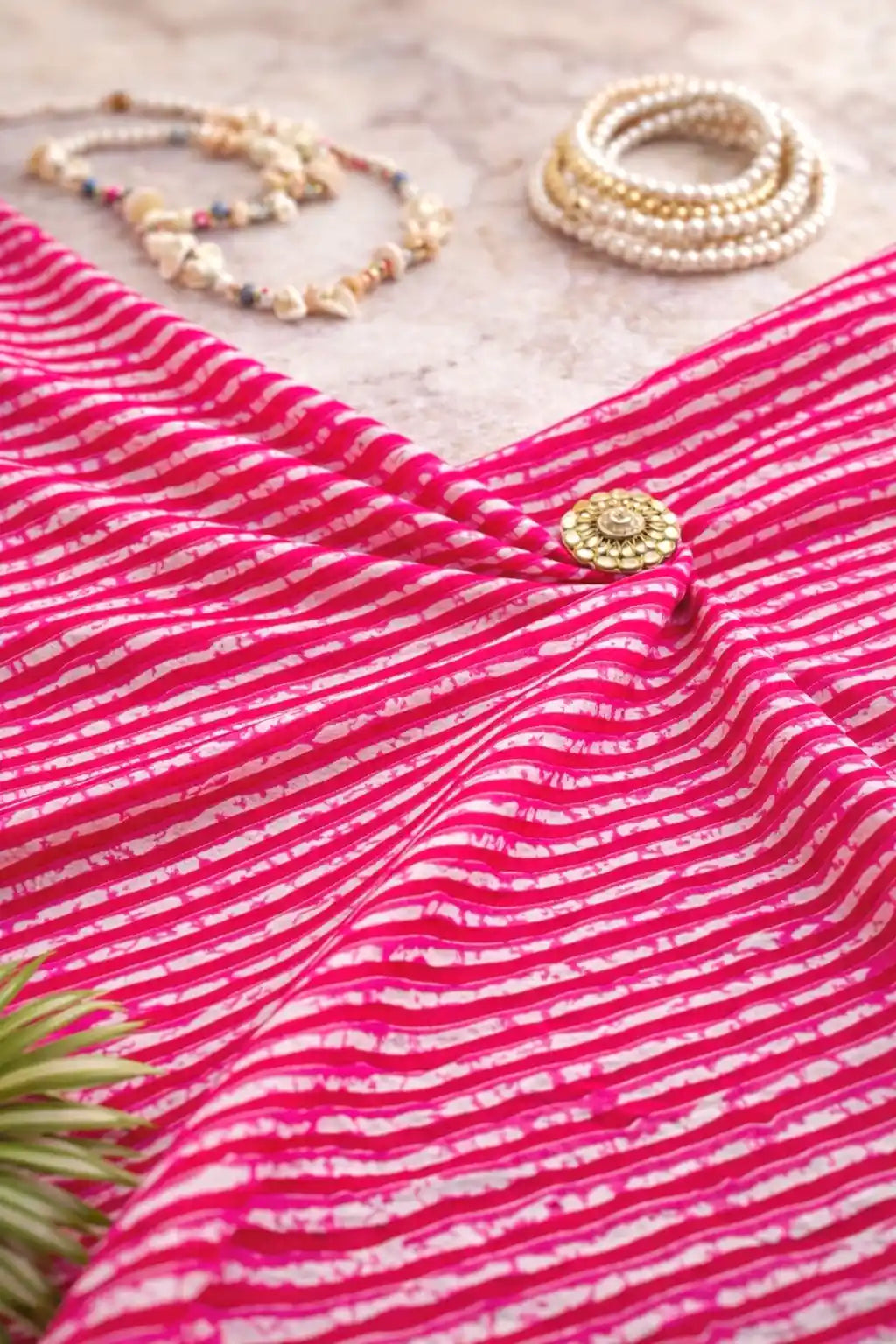 Pretty In Pink Lehriya MulMul Fabric Cut