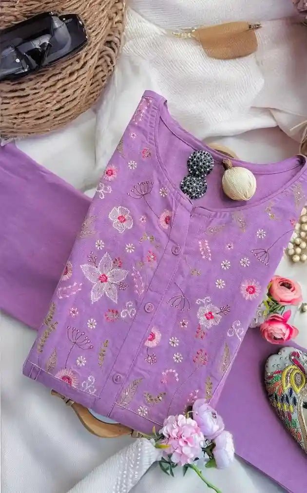 Lilac Embroidered Meher Suit Set - Passion for Fashion by Shivani