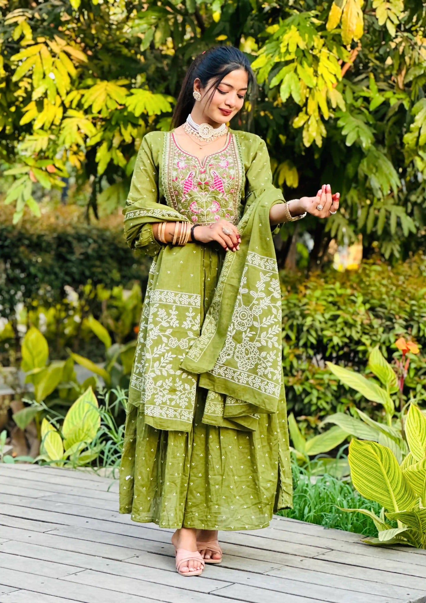 Green Embroidered Meher Suit Set