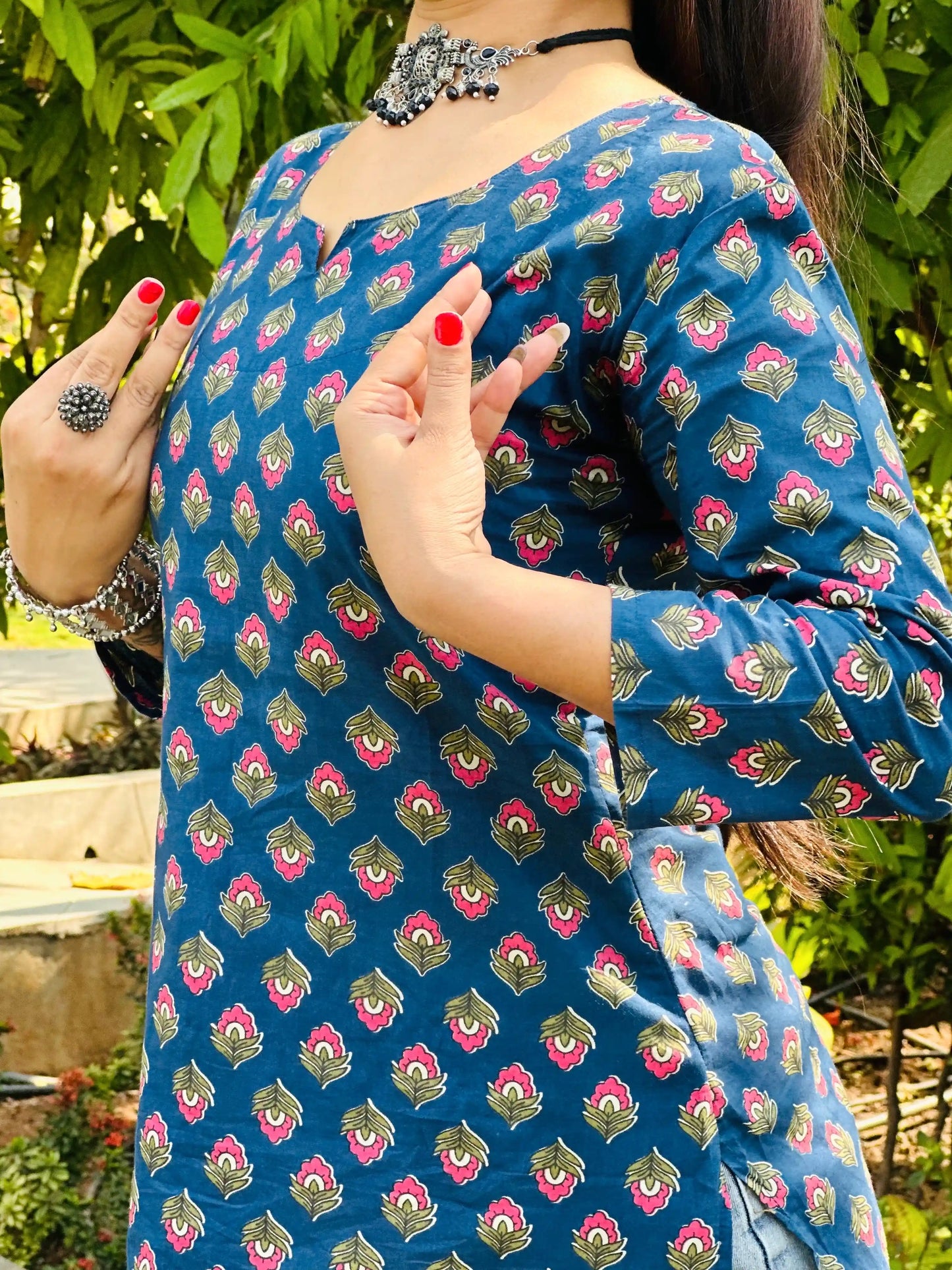 Gulabi Blue Hand Printed Kurta