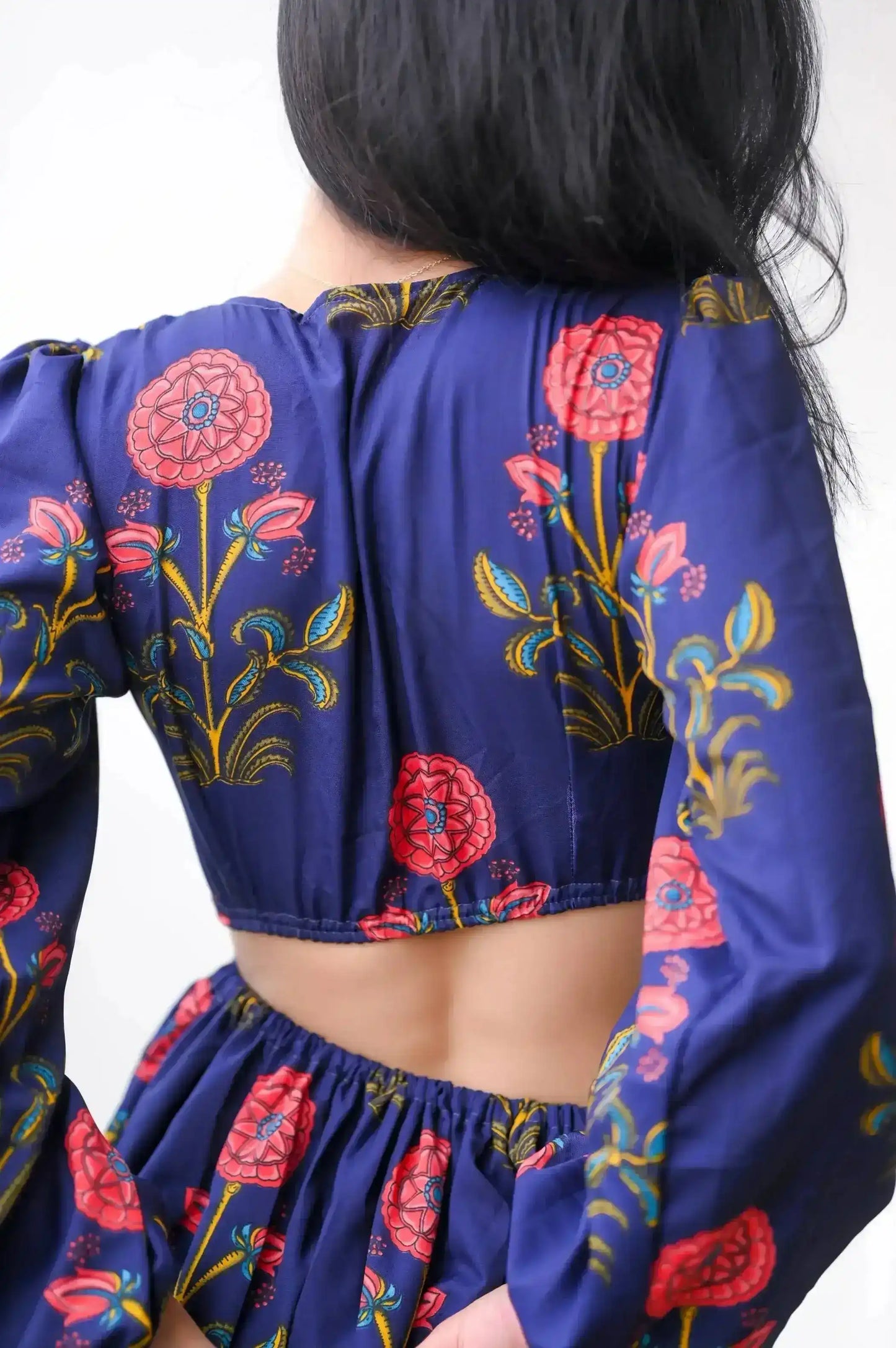 Asure Blue Blockprint Twirl Dress - Passion for Fashion by Shivani