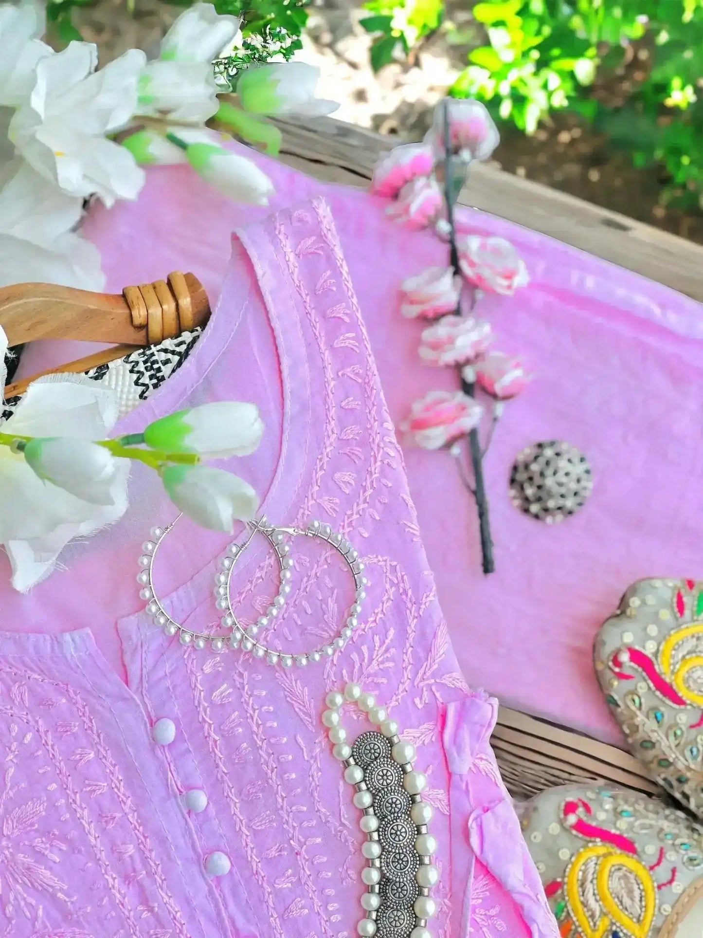 Blush Pink Noor Chikan Cord Set - Passion for Fashion by Shivani
