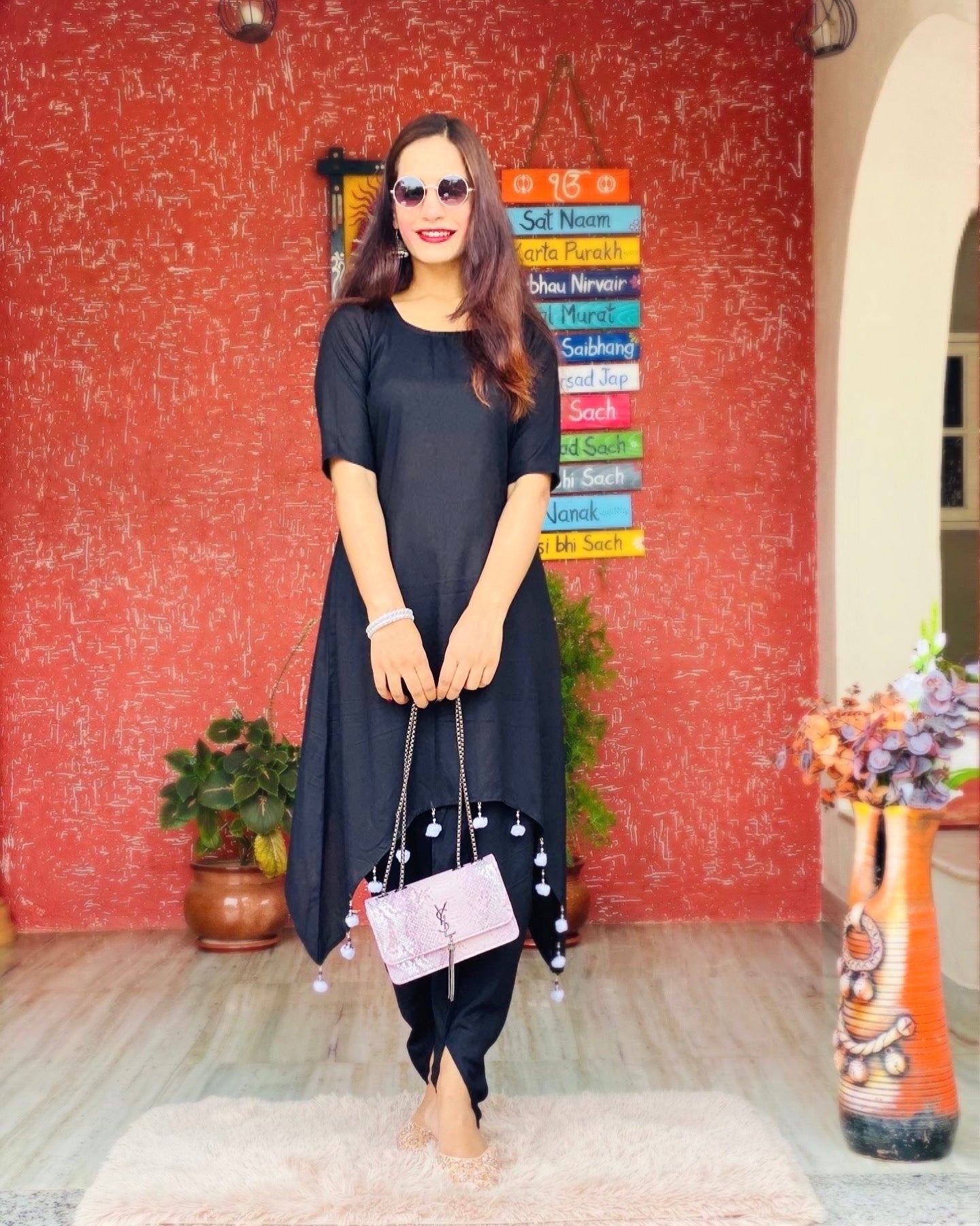 Moon Black Dhoti Coord Set