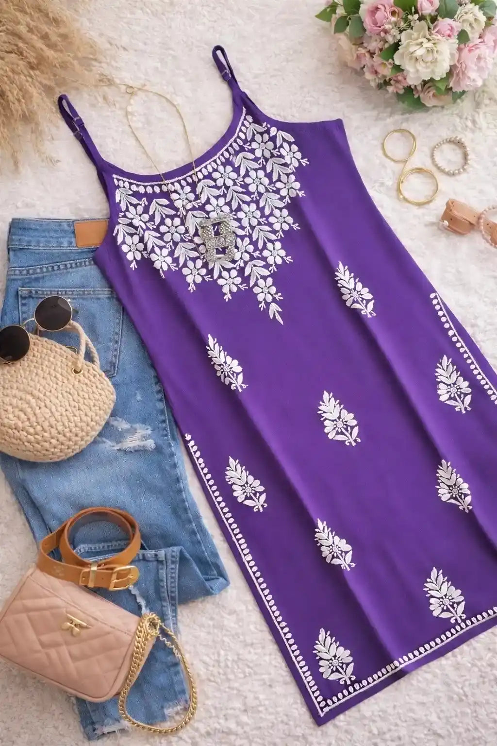 Shimmer Purple Aliya Noor Slit Kurta