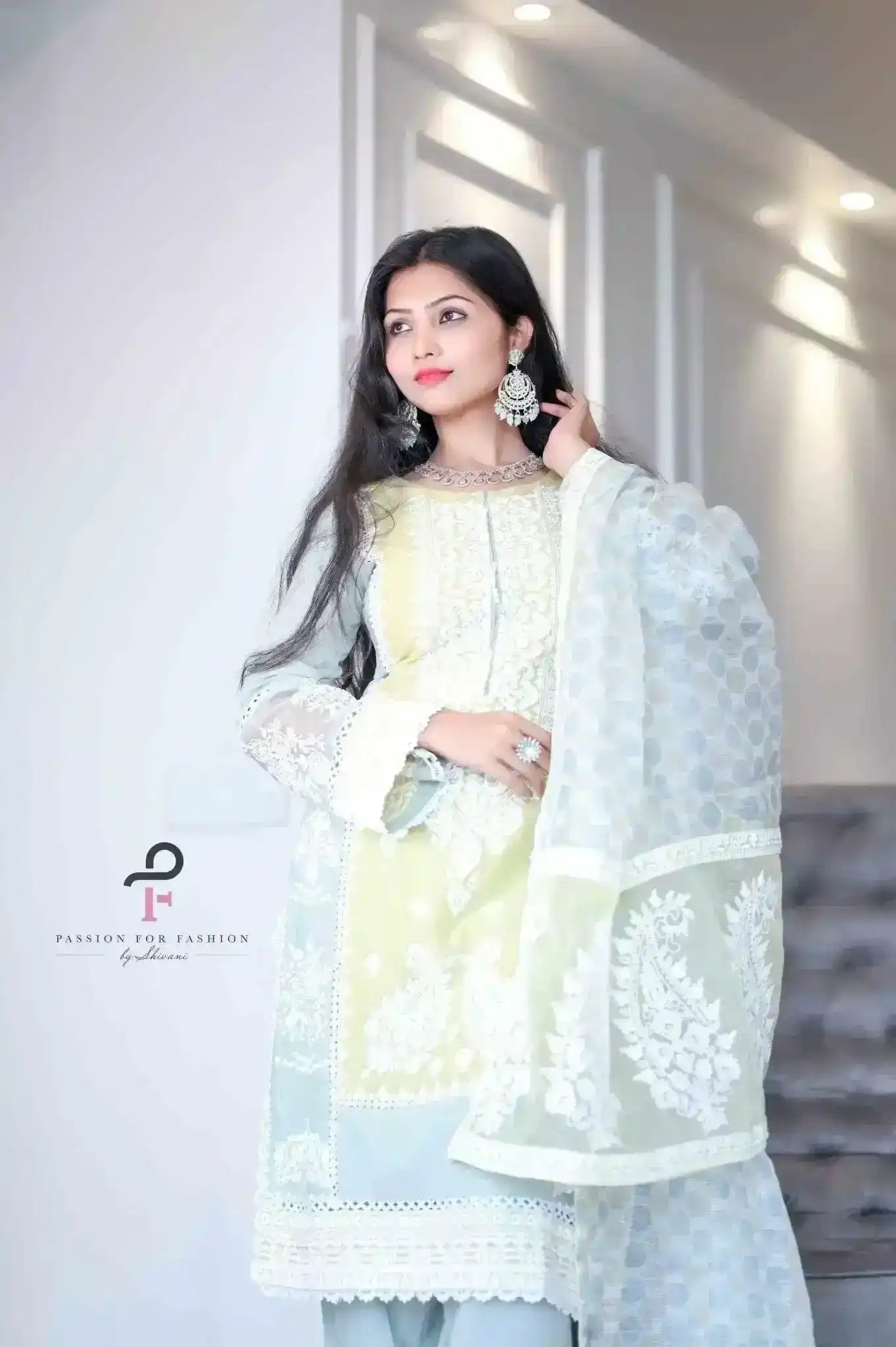 Gulzar Green Embroidered Meher Suit