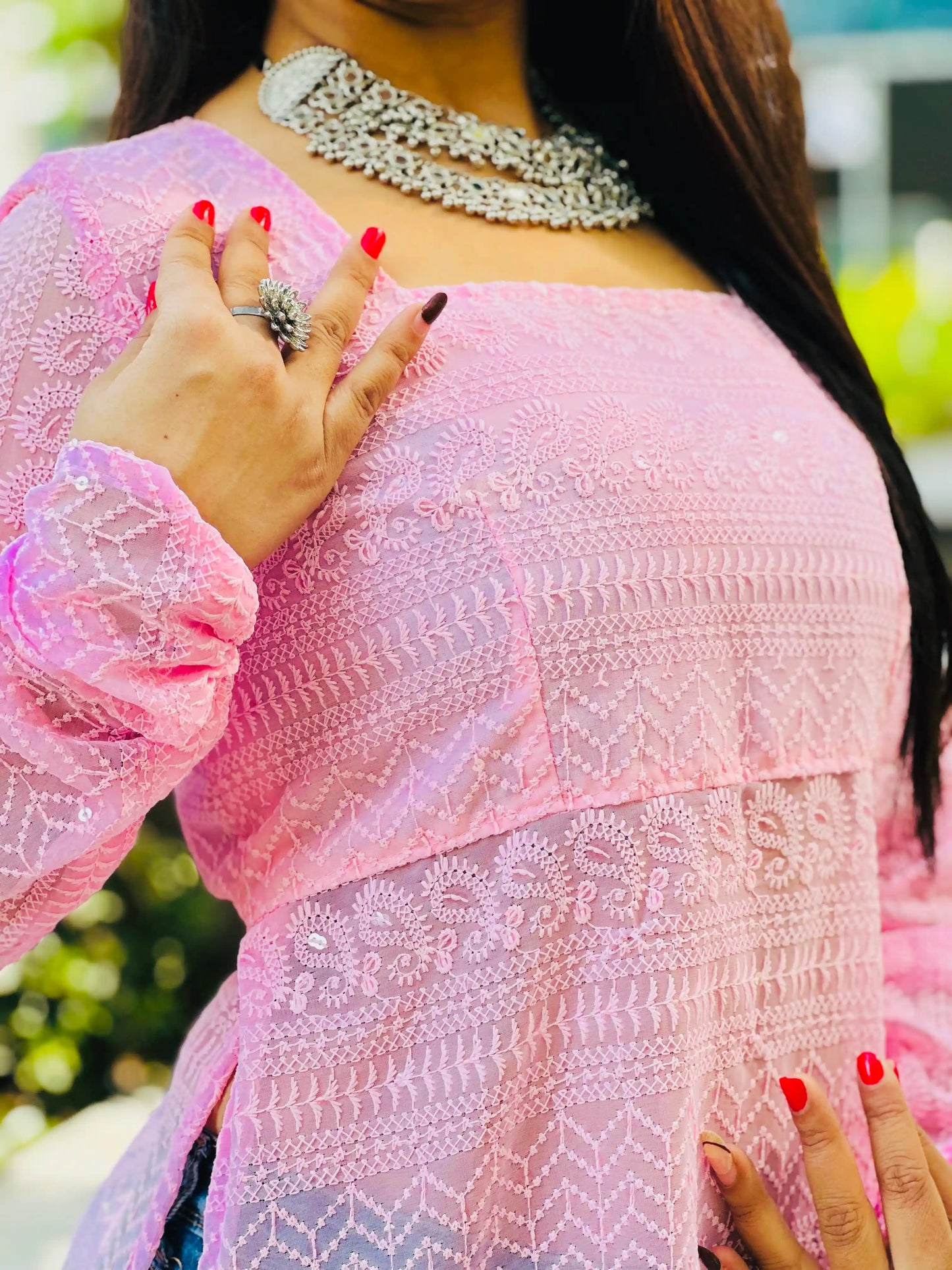 Blossom Pink Short Gulnaz Kurta