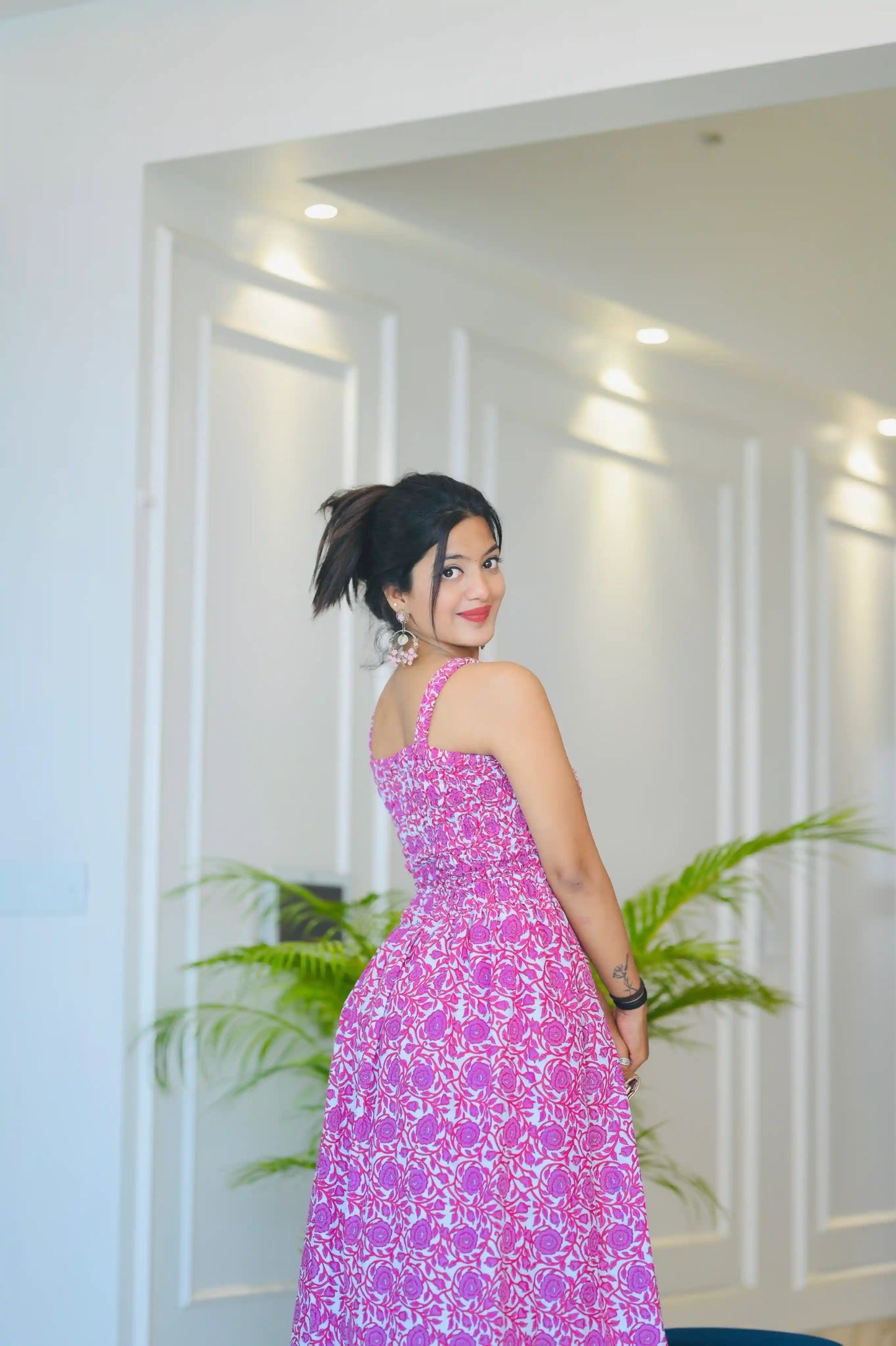 Jaipuri Pink Smoky Twirl Dress