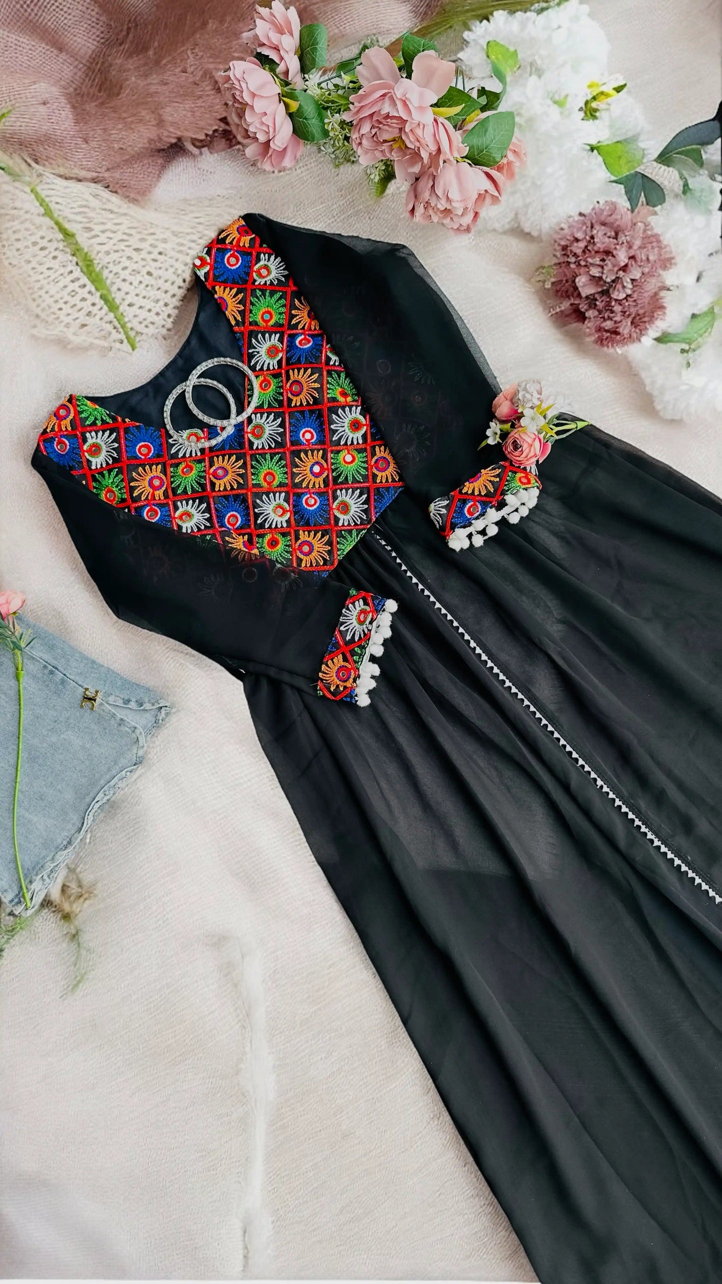 Gamti Black Embroidered Gulnaz Kurta - Passion for Fashion by Shivani