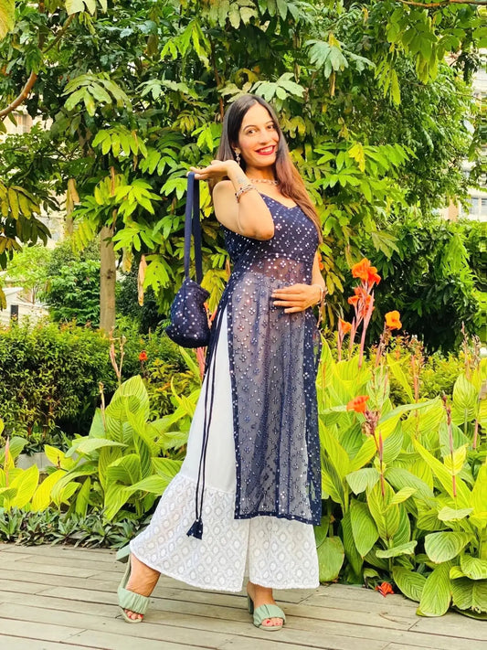 Orient Blue Mirror Gulnaz Kurta - Passion for Fashion by Shivani